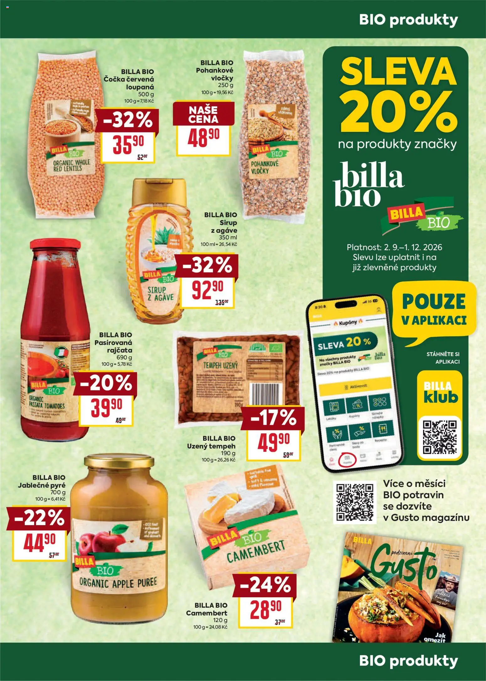 Billa leták - Zdraví od 02.09.2026 | Strana: 3 | Produkty: Vločky, Passata, Apple, Jablečné pyré