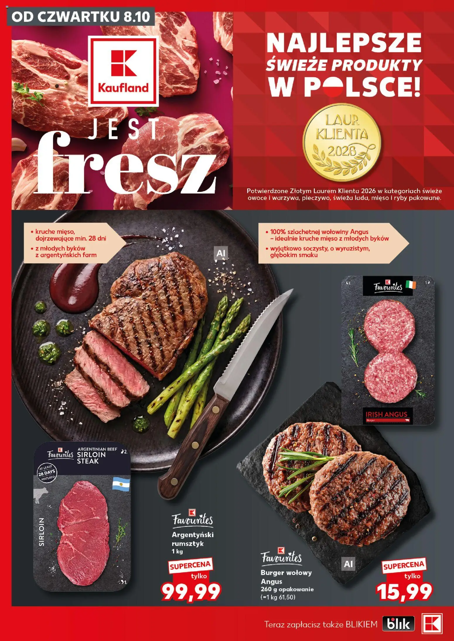 Kaufland Polsko leták - Mocny start od 12.10.2026 | Strana: 16 | Produkty: Burger, Steak, Ryby