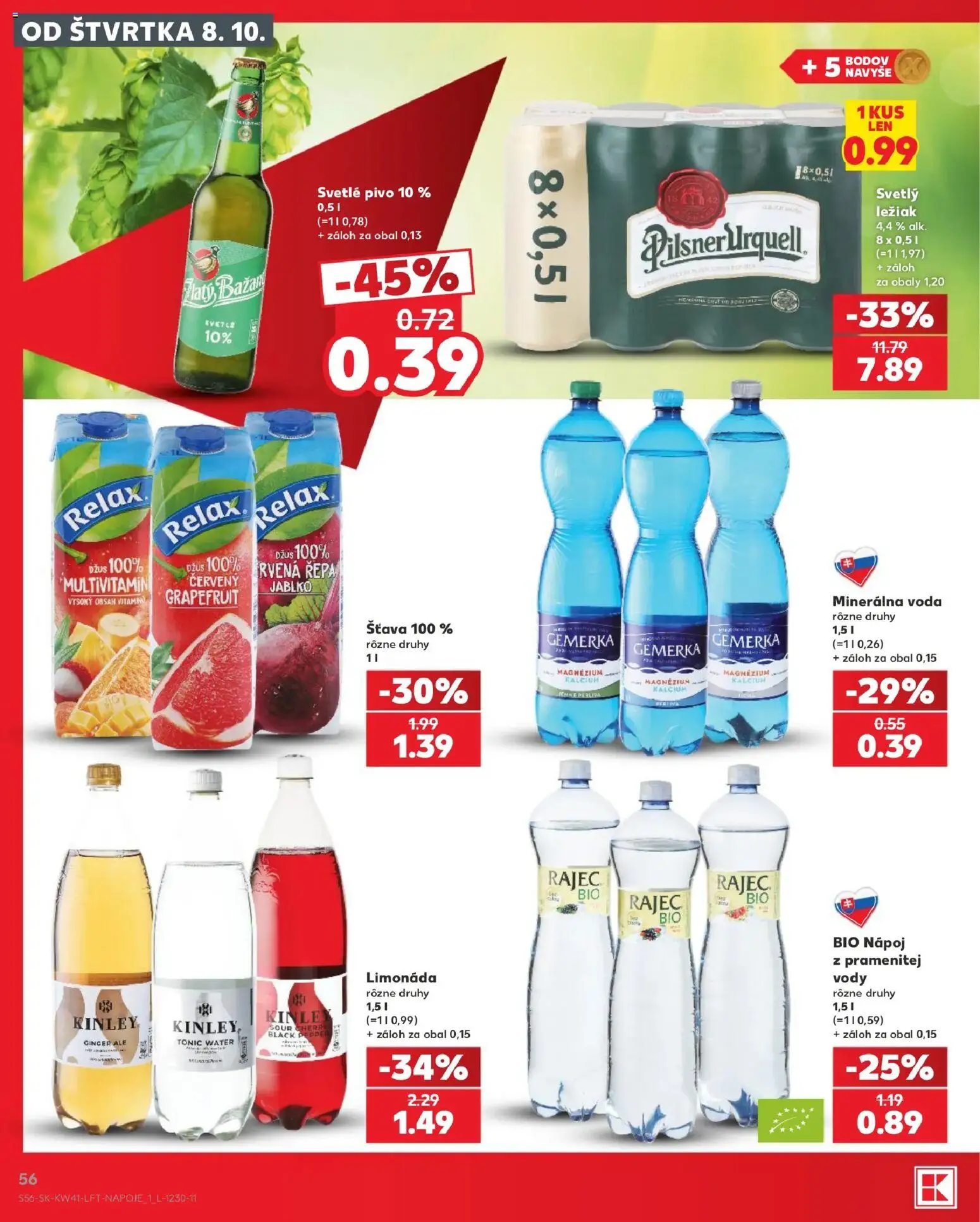 Kaufland SK akciós ujság - amely érvényes a következő dátumtól: 2026.10.08. | Oldal: 56 | Termékek: Magnézium, Kinley, Multivitamin, Répa