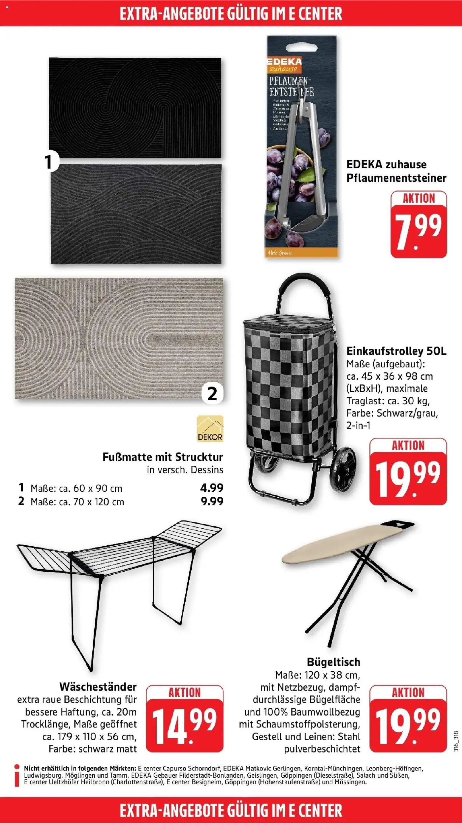 Edeka Prospekt Aalen (ab 31.08.2026) » Angebote Online | Seite: 57 | Produkte: Pflaumen, Fußmatte, Waschestander