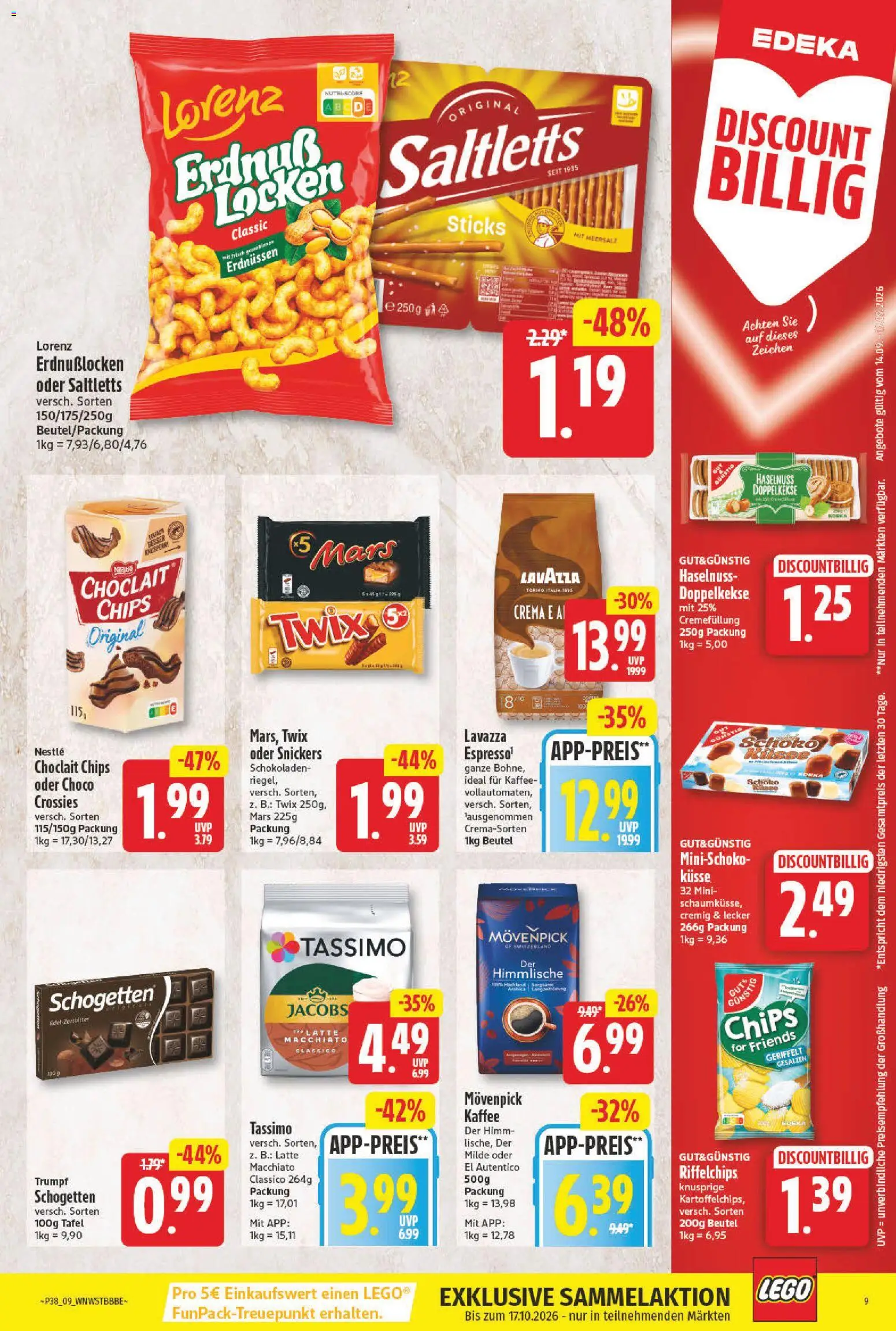 NP Discount Prospekt – gültig ab 14.09.2026 | Seite: 9 | Produkte: Kaffee, Snickers, Mars, Schogetten