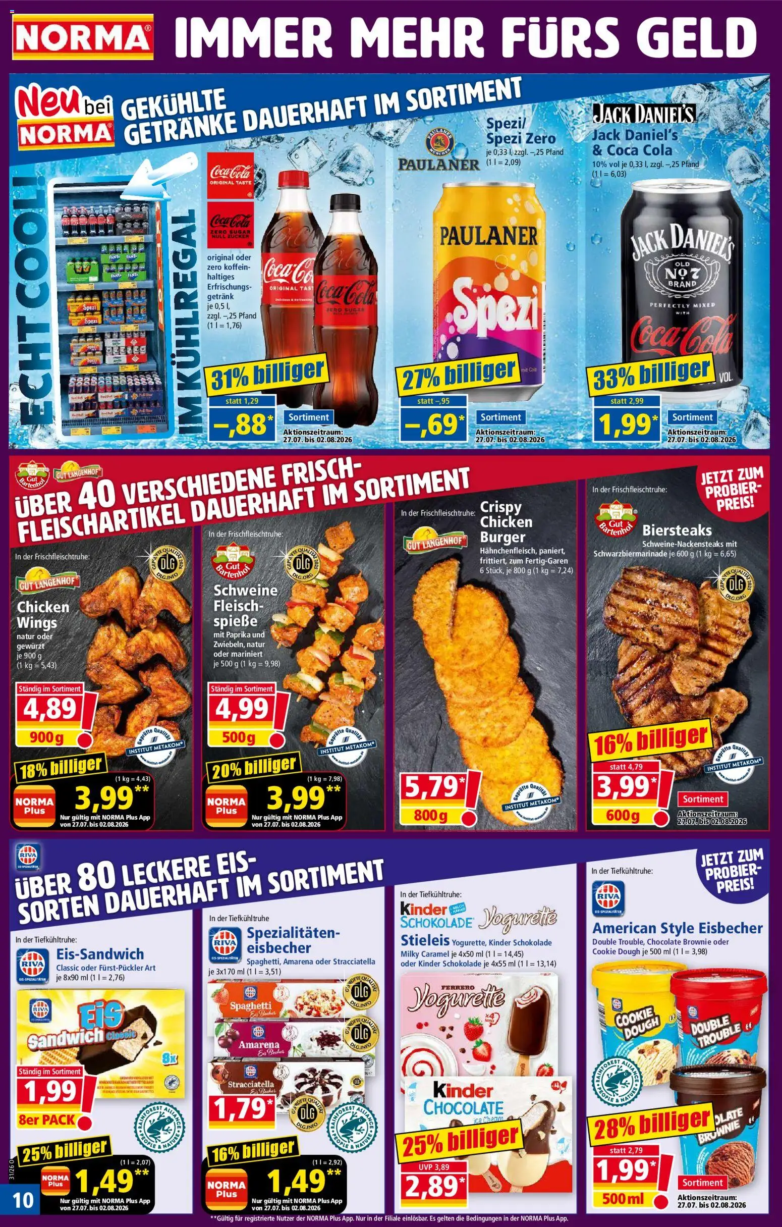 Norma Prospekt – gültig ab 27.07.2026 | Seite: 9 | Produkte: Kinder schokolade, Coca cola, Fanta, Zucker