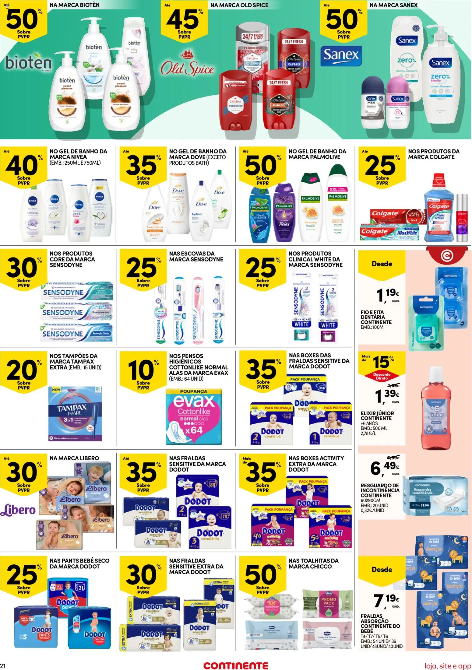Continente folheto Bom Dia │ válido de 06/10/2026 | Página: 21 | Produtos: Fraldas, Gel de banho, Banho