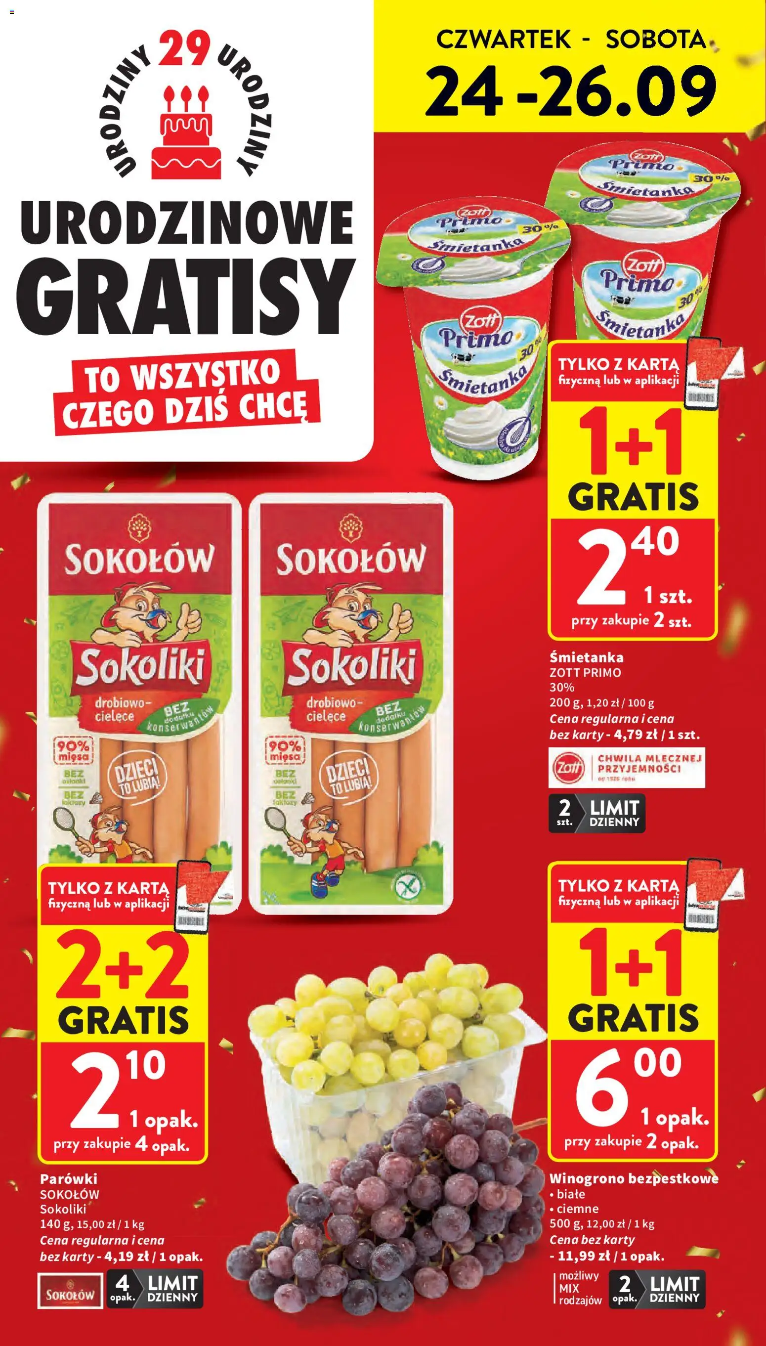 Intermarche gazetka od 24.09.2026 | Strona: 2 | Produkty: Karta, Winogrono, Parówki