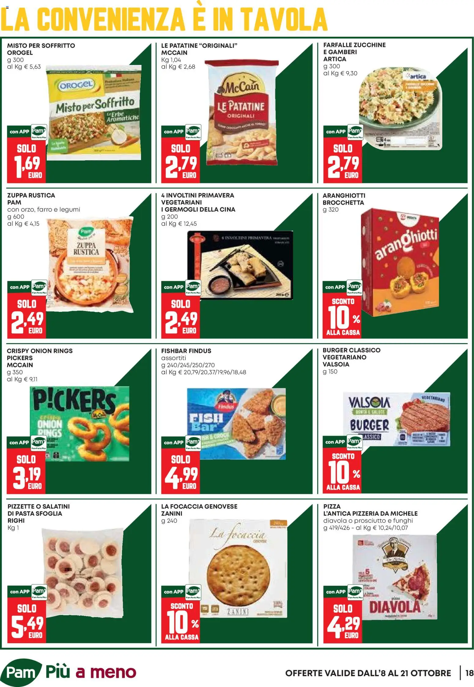 Volantino PAM del 08/10/2026 | Pagina: 18 | Prodotti: Pizza, Focaccia, Pasta sfoglia, Zucchine