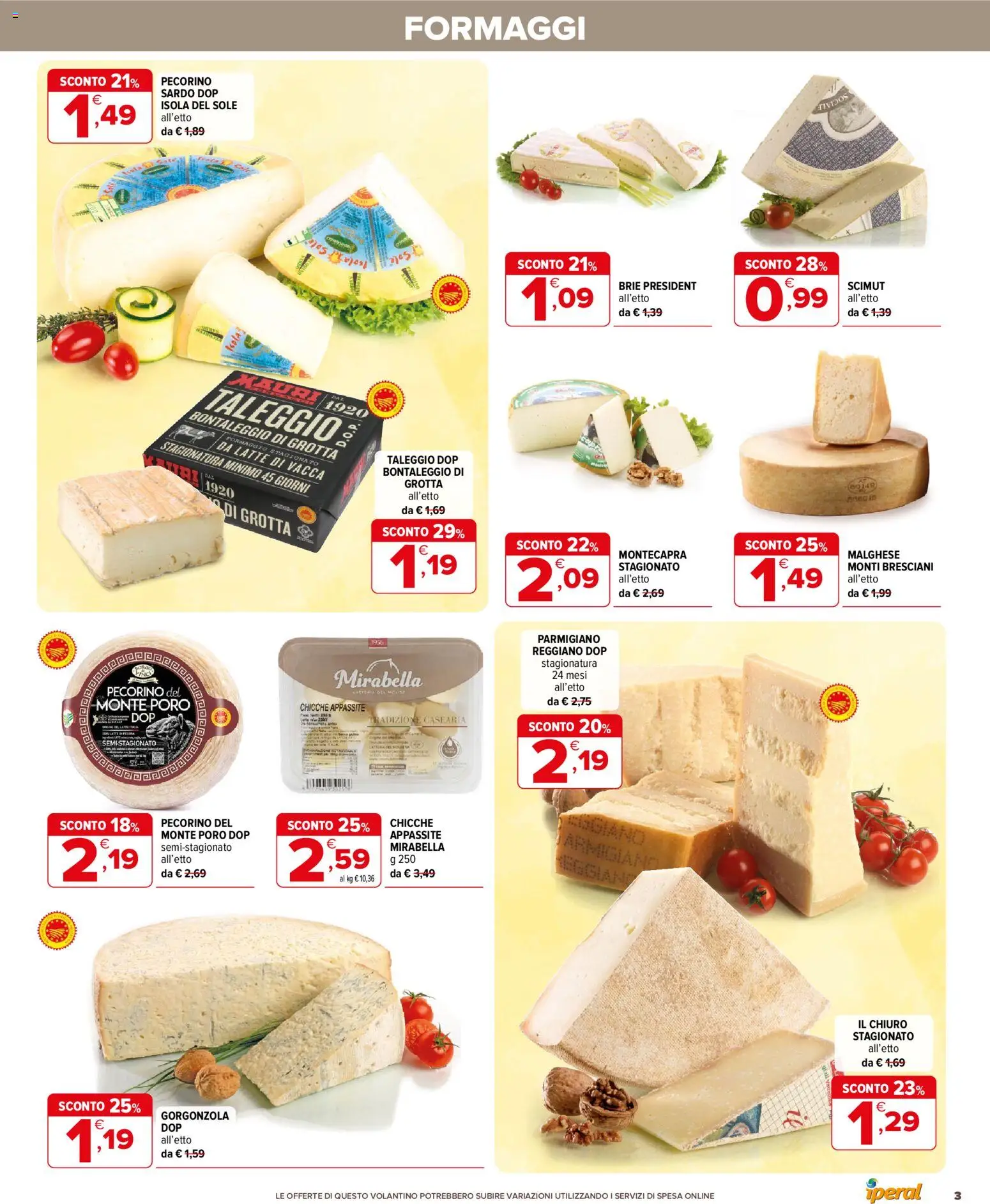 Volantino Iperal del 17.06.2026 | Pagina: 3 | Prodotti: Latte, Formaggio, Parmigiano, Pecorino