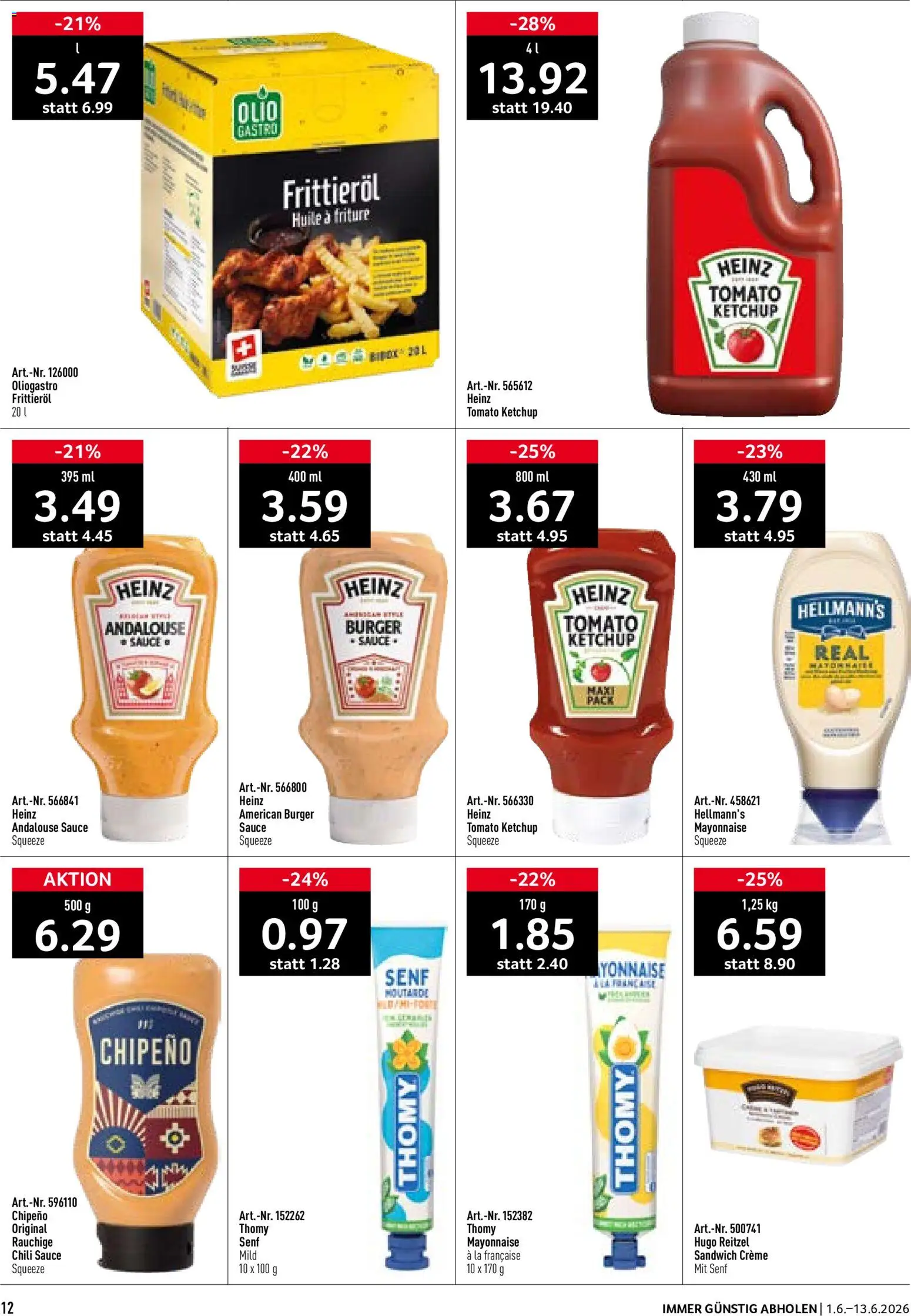 Prodega aktionen WM 2026 – gültig ab 01.06.2026 | Seite: 12 | Produkte: Chili, Ketchup, Mayonnaise, Creme