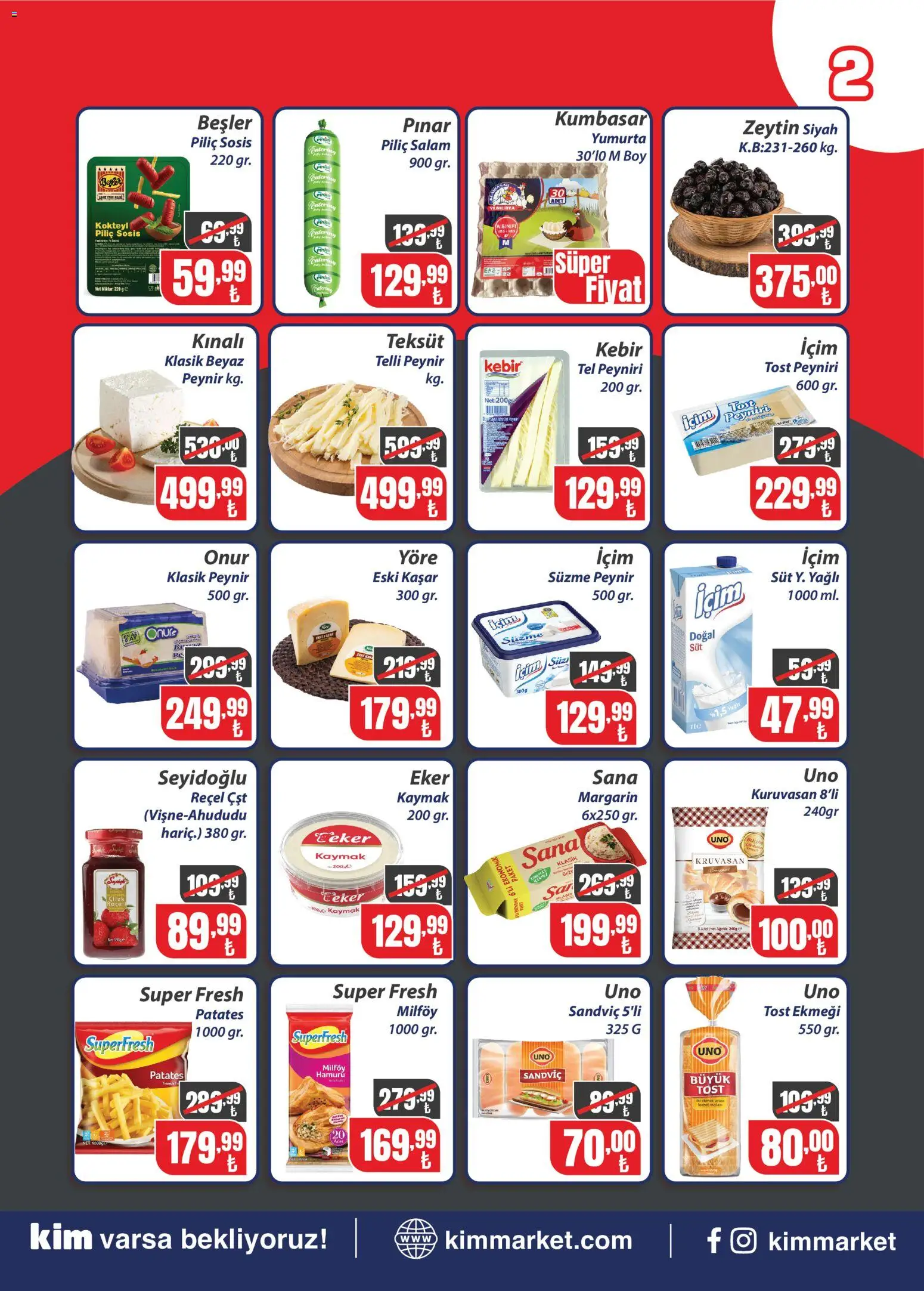 Kim Market Katalog - Marmara Insert - 01 Eylül 2026 tarihinden itibaren geçerlidir | Sayfa: 2 | Ürünler: Yumurta, Sosis, Piliç, Zeytin