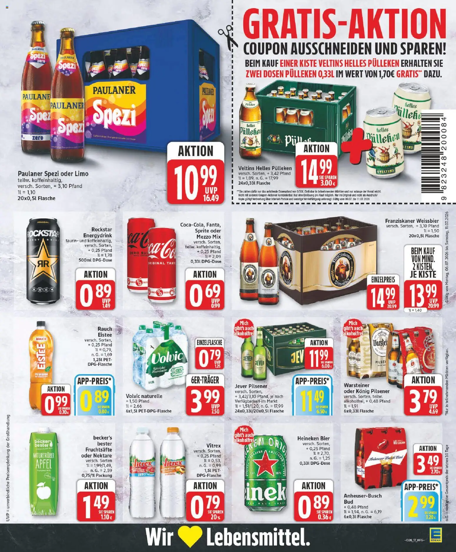 Edeka Prospekt – gültig ab 06.07.2026 | Seite: 17 | Produkte: Helles pulleken, Sprite, Jever, Veltins