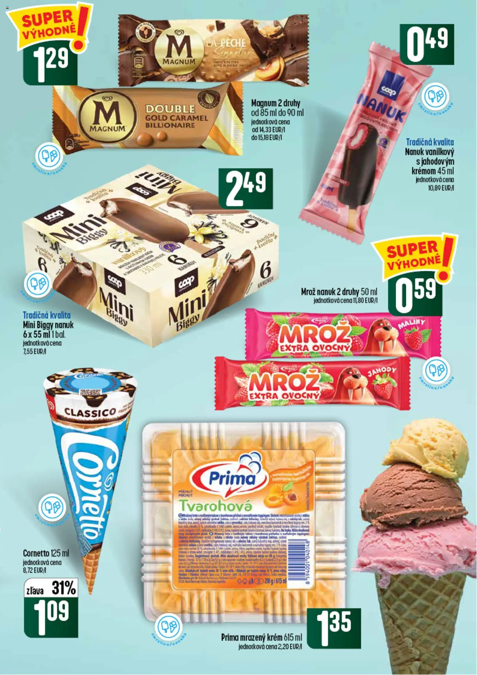 Nové COOP Jednota akcie – leták je platný od 03.09.2026 | Strana: 31 | Produkty: Nanuk, Magnum, Jahody, Krém