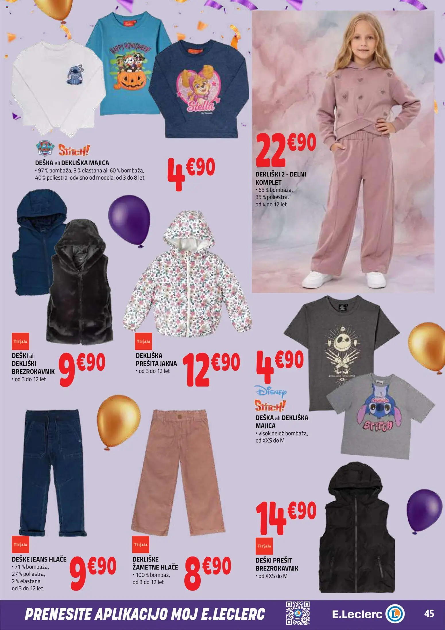 Novi E.leclerc katalog ponudbe – veljaven od 21.10.2026 | Stran: 45 | Izdelki: Majica, Brezrokavnik, Jakna, Hlace