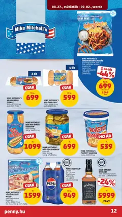 MIKE MITCHELL'S HOT DOG VIRSLI ÜVEGBEN*, 300 g - amely érvényes a következő dátumtól: 2026.08.27. | Oldal: 16 | Termékek: Virsli, Hot dog, Pepsi, Édesburgonya