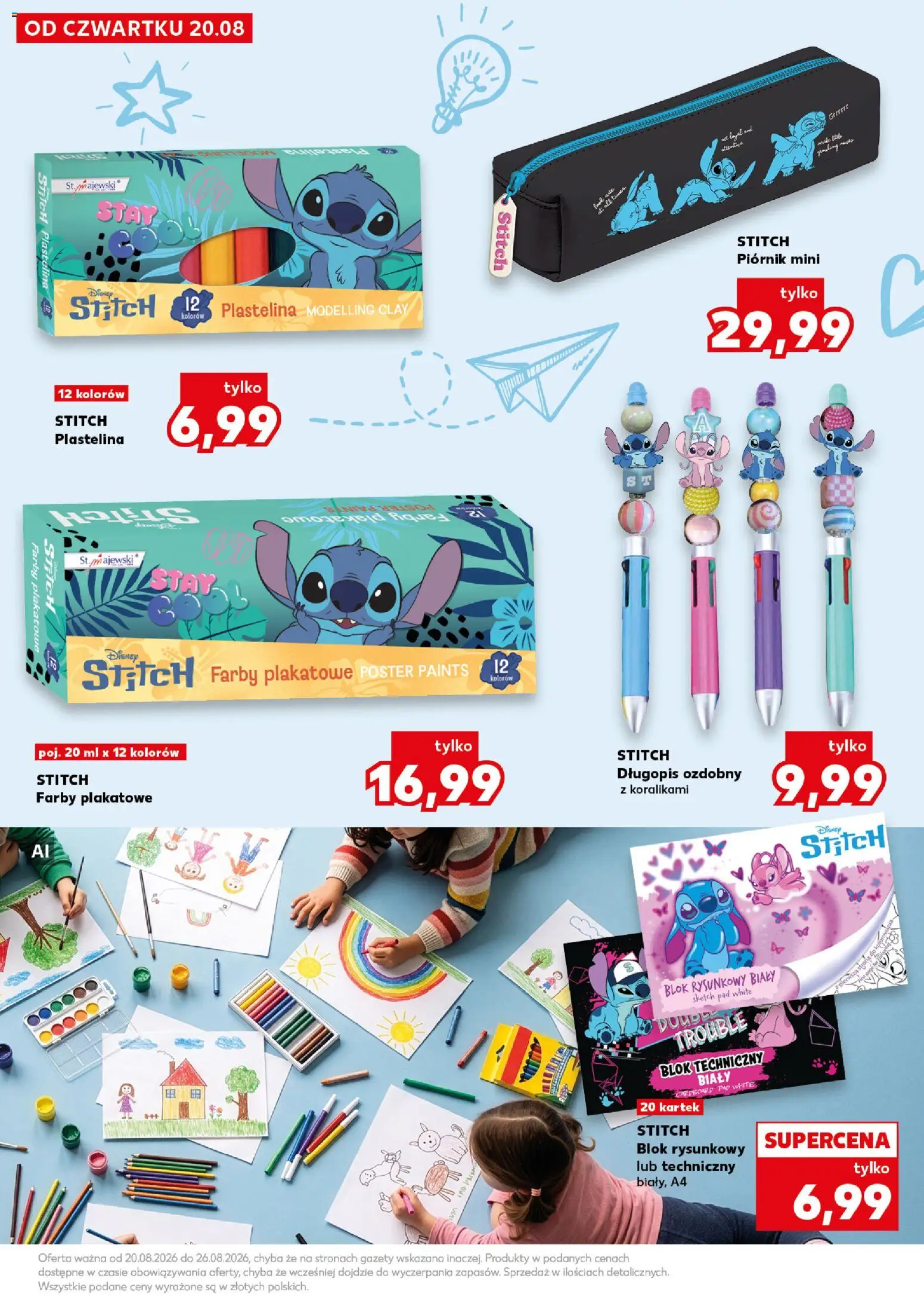 Kaufland Polsko leták - Nowy rok szkolny od 20.08.2026 | Strana: 23 | Produkty: Blok, Plastelína, Stitch