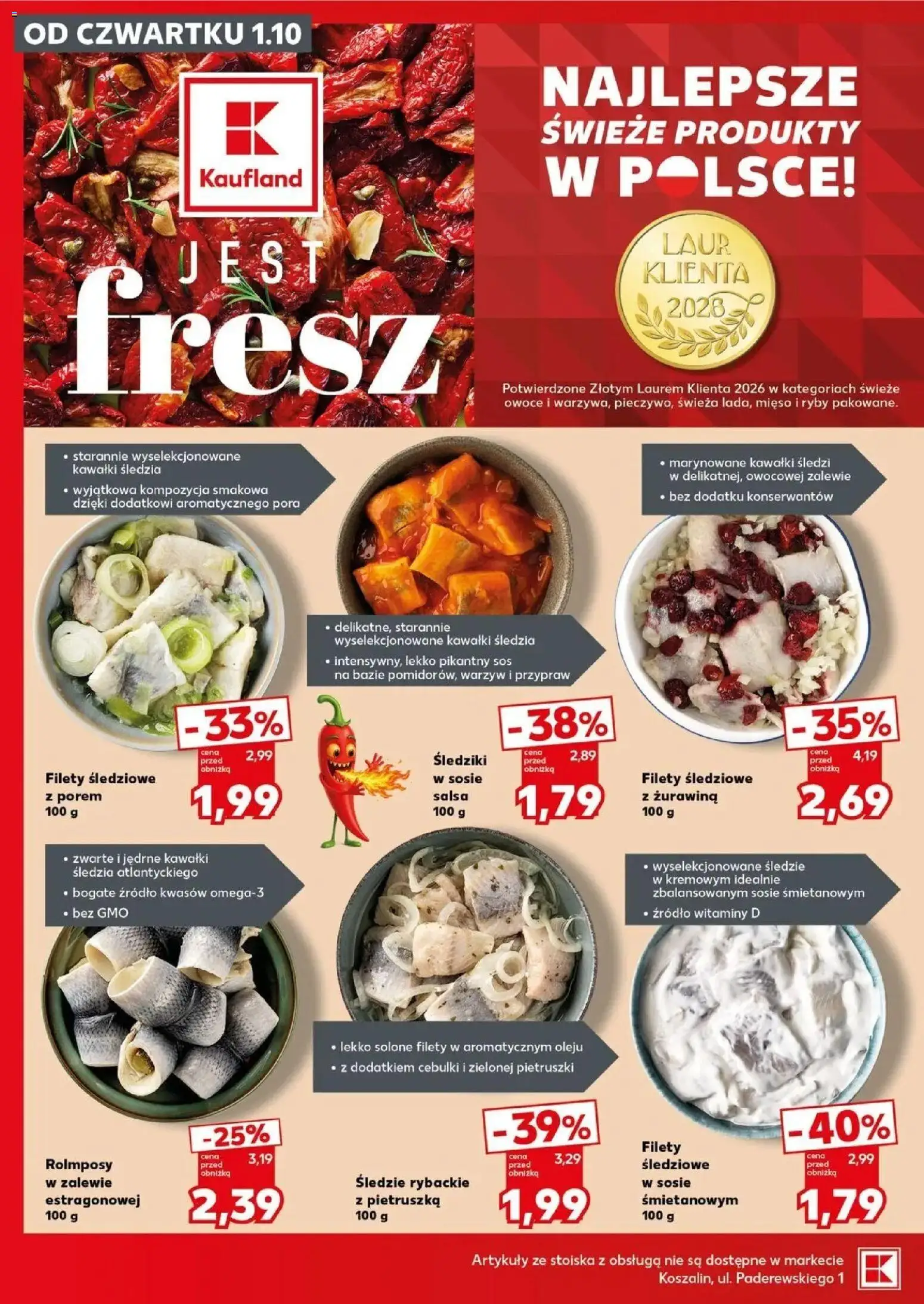 Kaufland gazetka - Super sobota od 03.10.2026 - od jutra PDF | Strona: 16 | Produkty: Śledzie, Pietruszka, Filety śledziowe w sosie śmietanowym, Żurawina