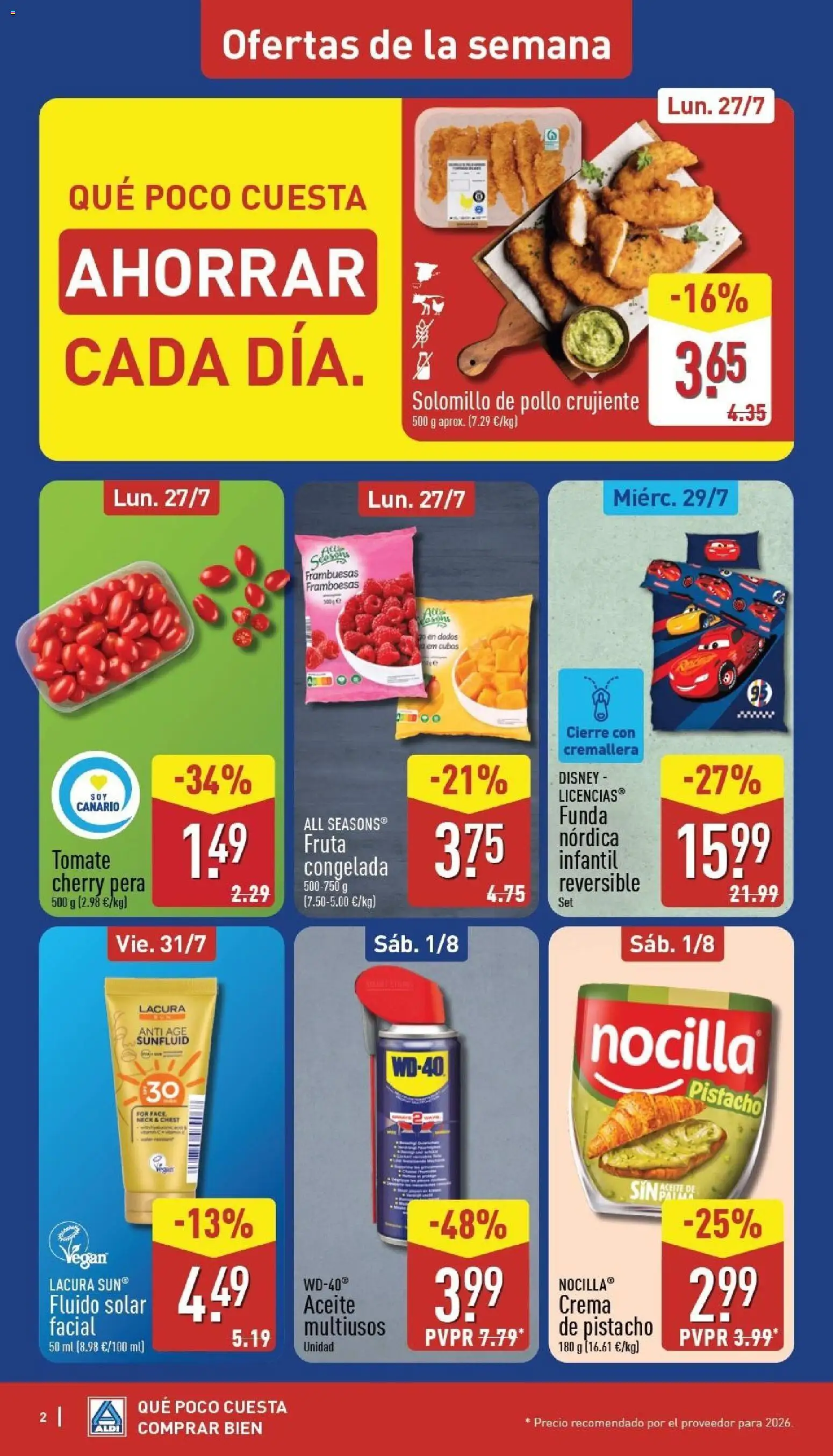Aldi folleto Canarias │ válido desde el 27/07/2026 | Página: 2 | Productos: Aceite, Crema facial, Crema, Αφυγραντήρας