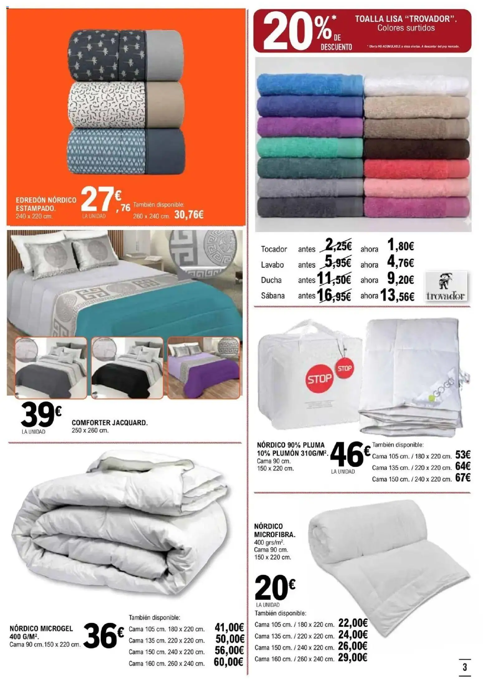 E.Leclerc Prepárate para el invierno 14/10/2026 - 31/10/2026 | Página: 3 | Productos: Edredón, Cama, Lavabo, Ducha
