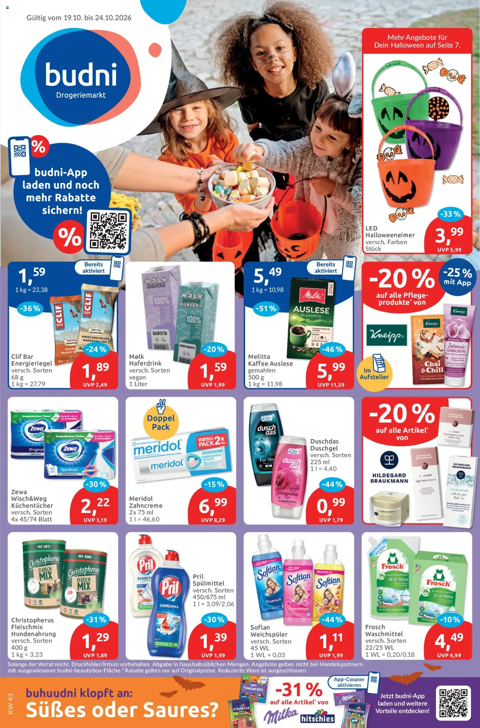 Budni Prospekt – gültig ab 19.10.2026 | Seite: 1 | Produkte: Zewa, Milka, Duschdas, Ente