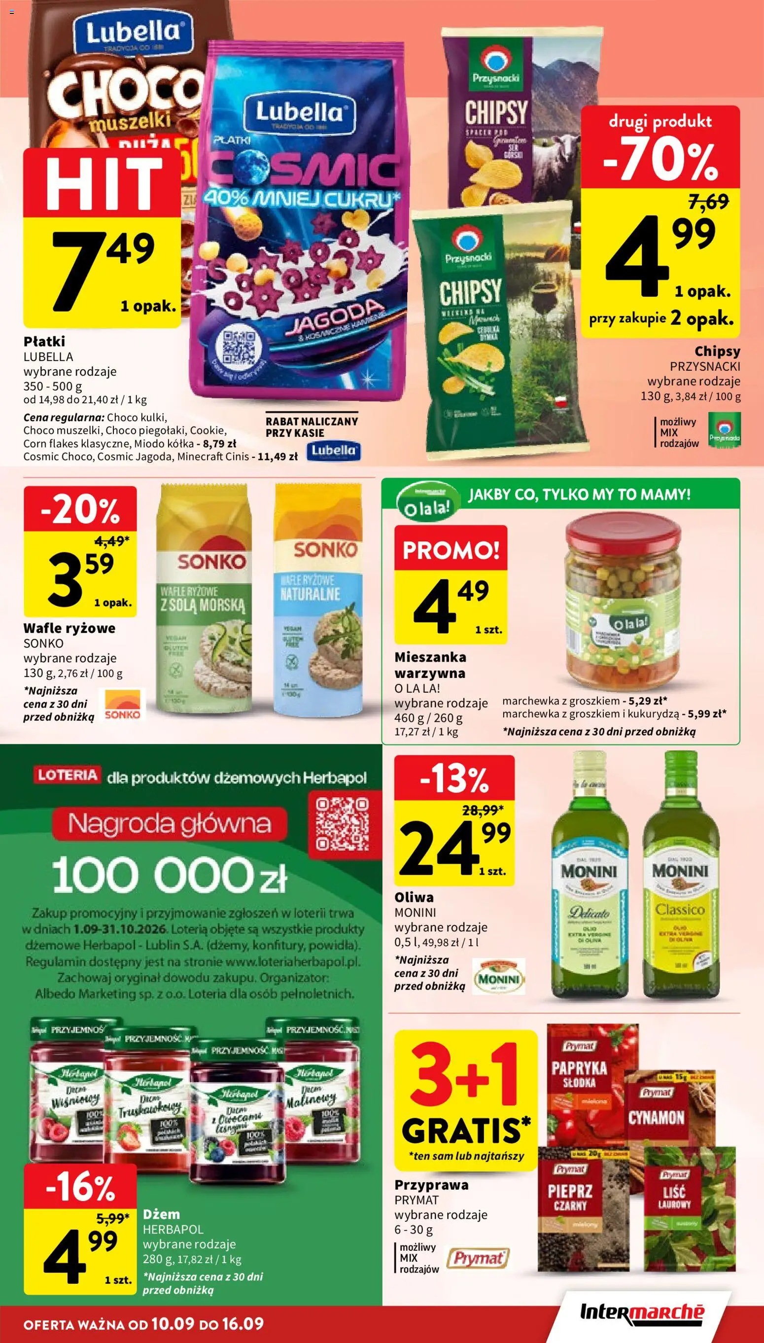 Intermarche gazetka od 10.09.2026 | Strona: 25 | Produkty: Wafle, Dżem, Corn Flakes, Pieprz