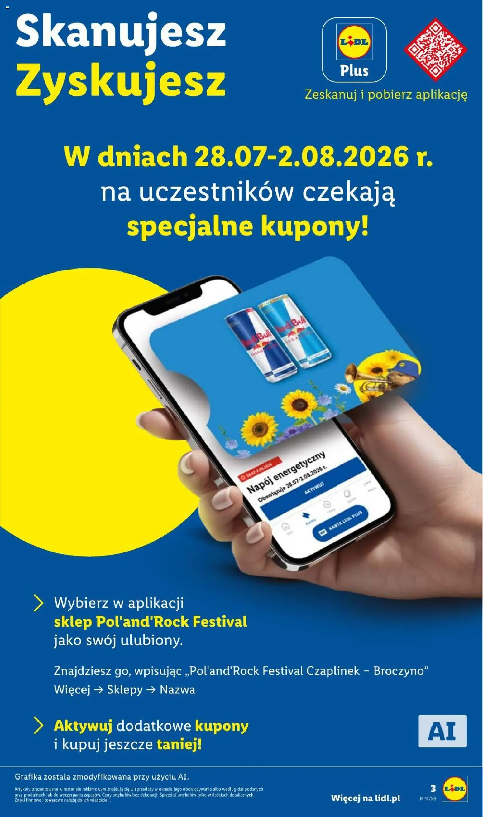 Lidl gazetka - Pol'and'Rock od 28.07.2026 | Strona: 3 | Produkty: Karta, Red bull