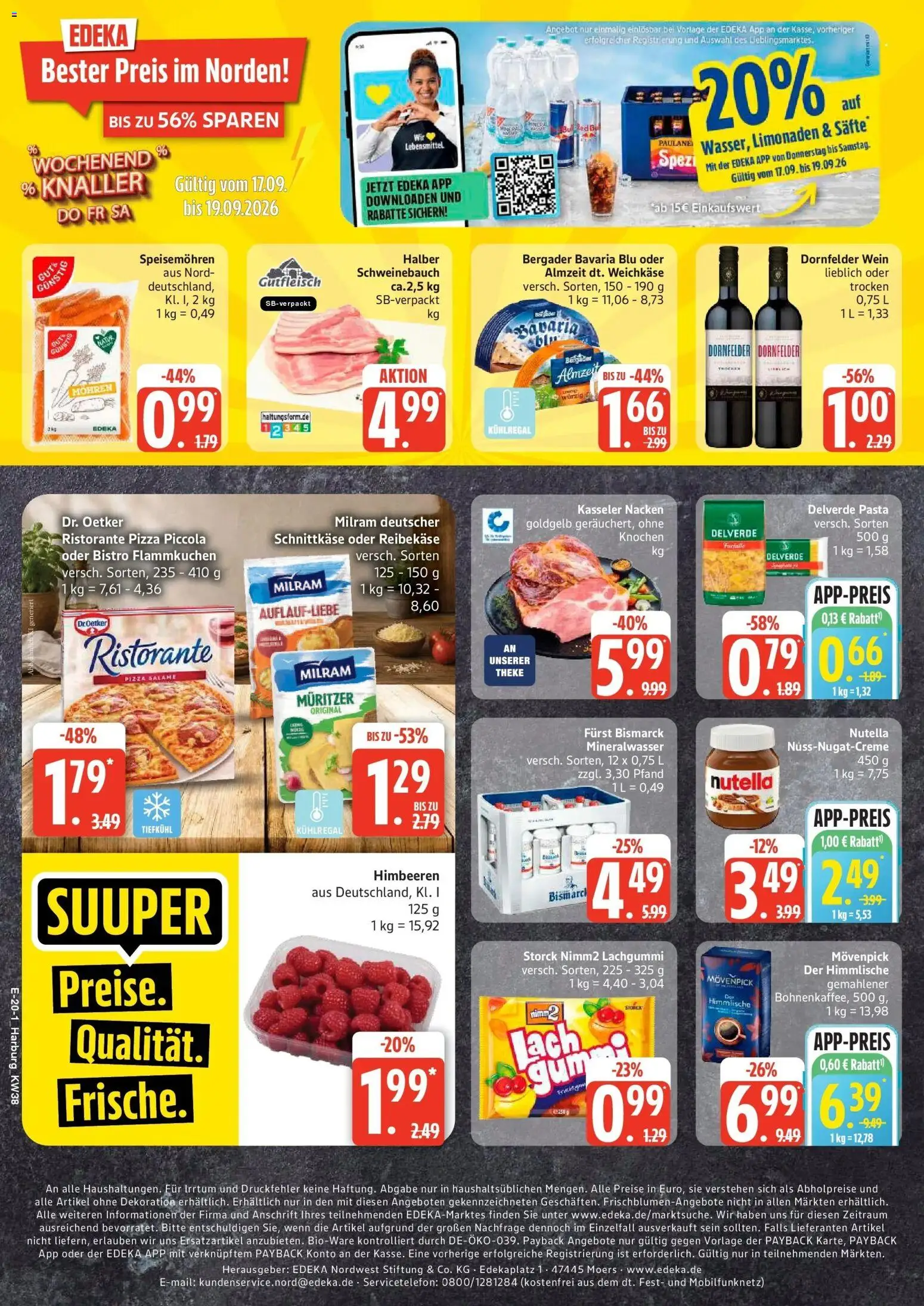 Edeka Prospekt Hamburg (ab 14.09.2026) » Angebote Online | Seite: 28 | Produkte: Mineralwasser, Mohren, Wein, Reibekase