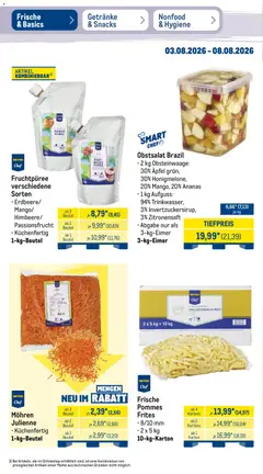 Metro Prospekt ab 03.08.2026 gültig | Seite: 10 | Produkte: Äpfel, Ananas, Pommes frites, Mango