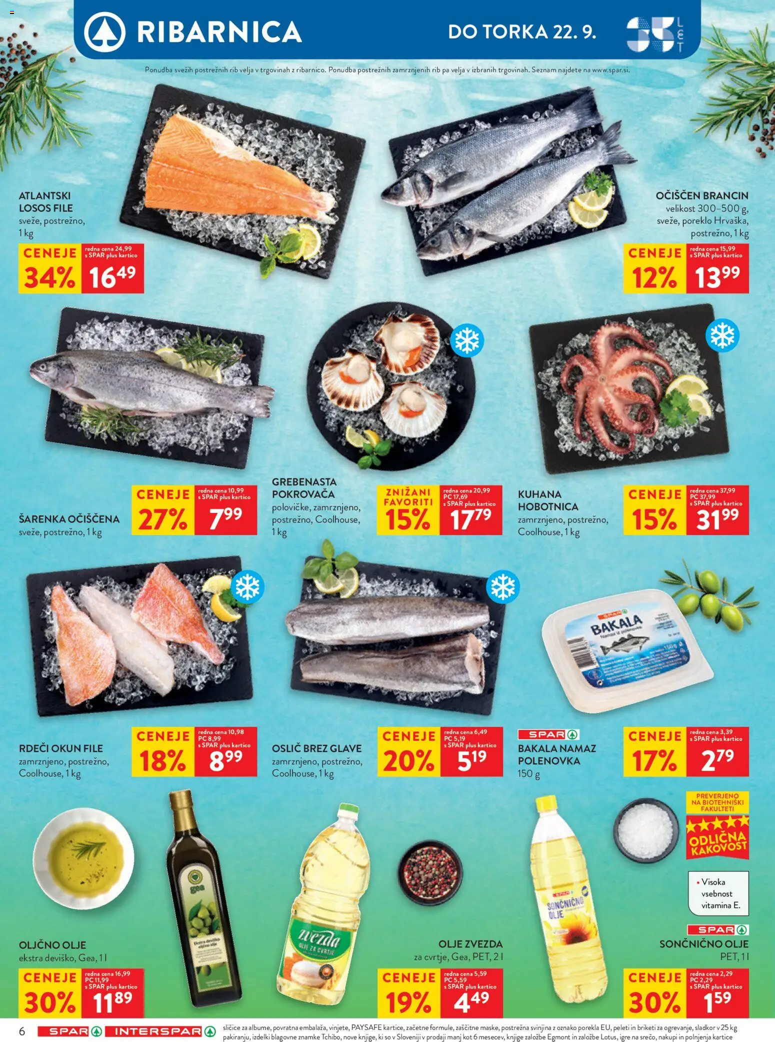 Novi Spar katalog ponudbe – veljaven od 16.09.2026 | Stran: 9 | Izdelki: Hobotnica, Olje, Briketi, Sladkor