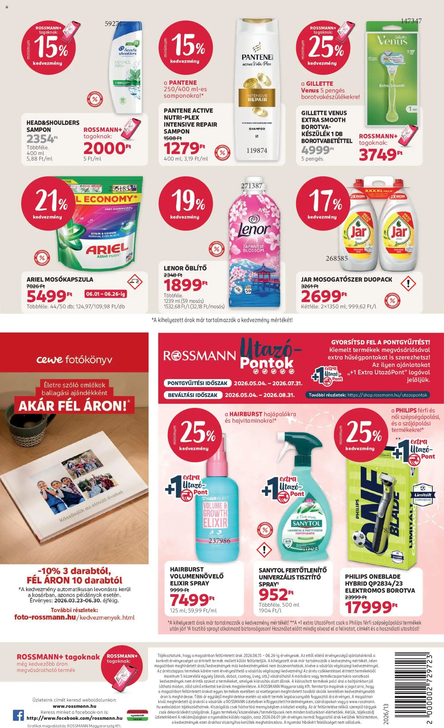 Rossmann akciós ujság - amely érvényes a következő dátumtól: 15.06.2026 | Oldal: 24 | Termékek: Ariel, Elektromos borotva, Borotva, Sampon