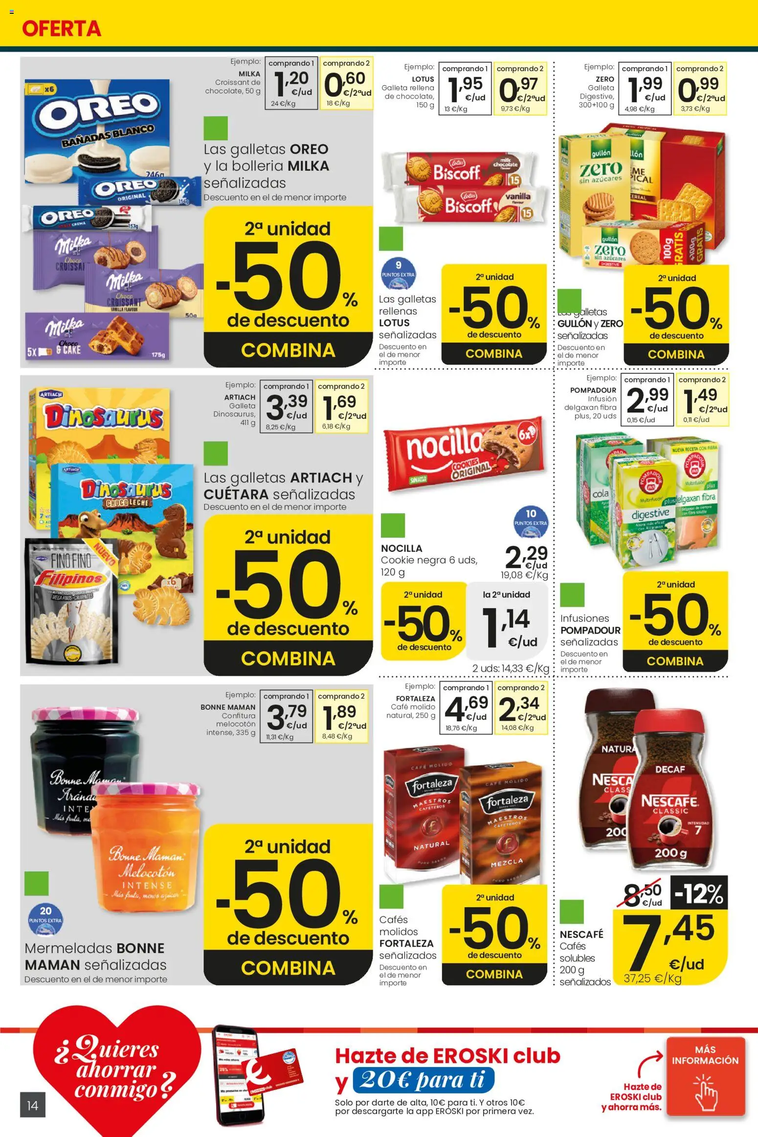 Eroski Nirekin aurreztu nahi Aliprox │ válido desde el 14.05.2026 | Página: 14 | Productos: Café, Café molido, Croissant, Galletas