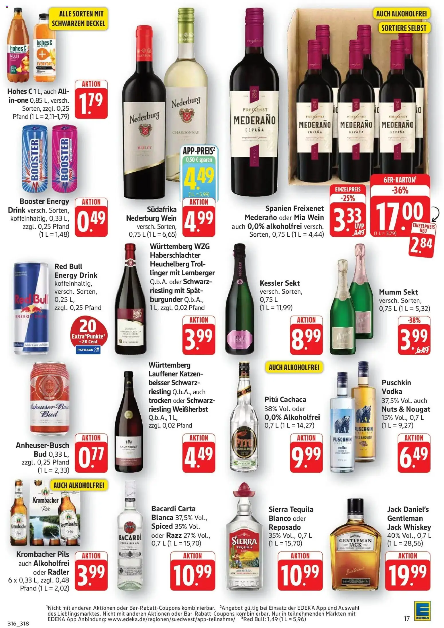 E center Prospekt Eislingen (ab 26.10.2026) zum Blättern | Seite: 17 | Produkte: Freixenet, Jack Daniel's, Hohes c, Whiskey
