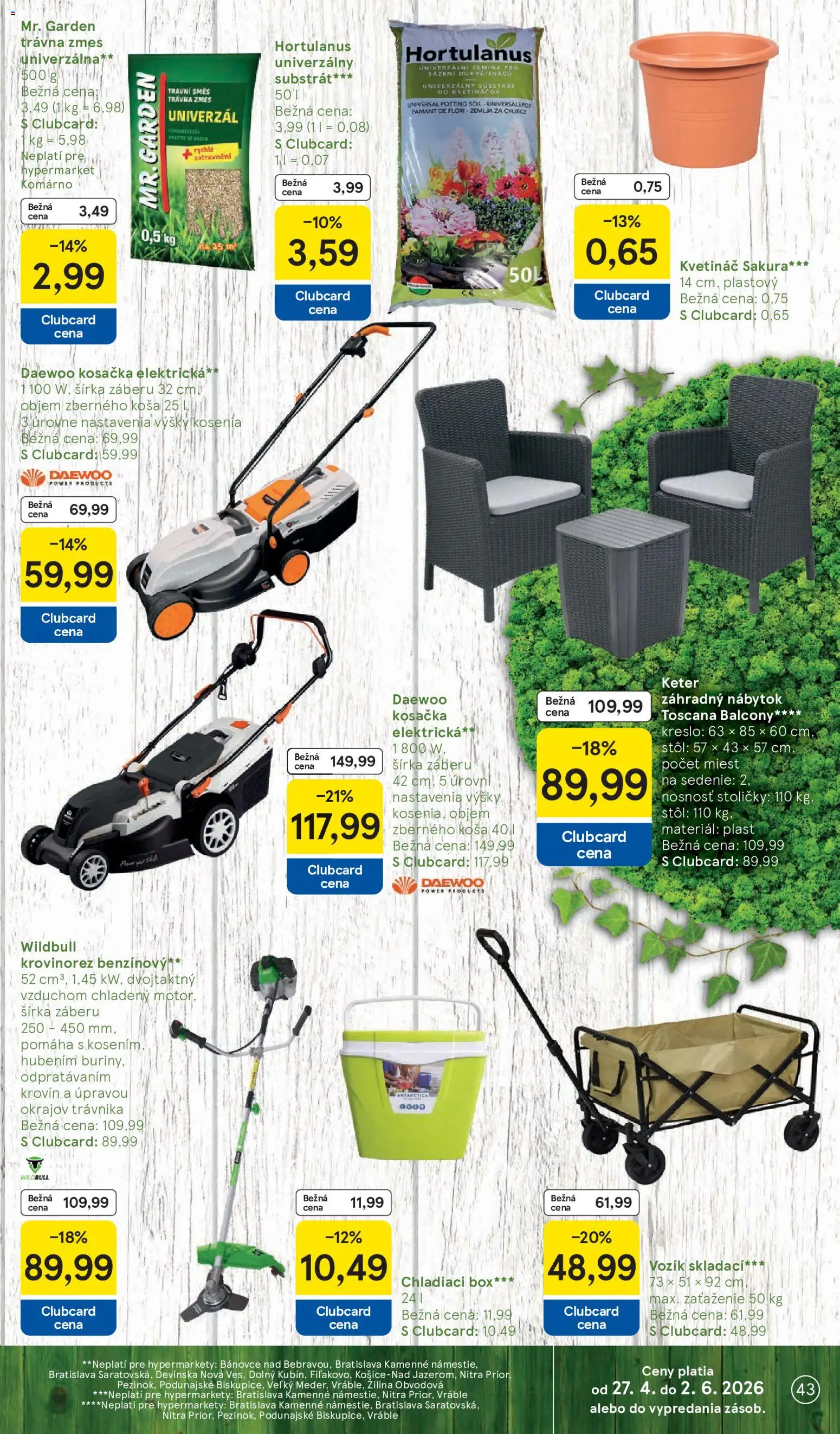 Nové Tesco akcie – leták je platný od 20.05.2026 | Strana: 43 | Produkty: Nábytok, Krovinorez, Stoličky, Stôl