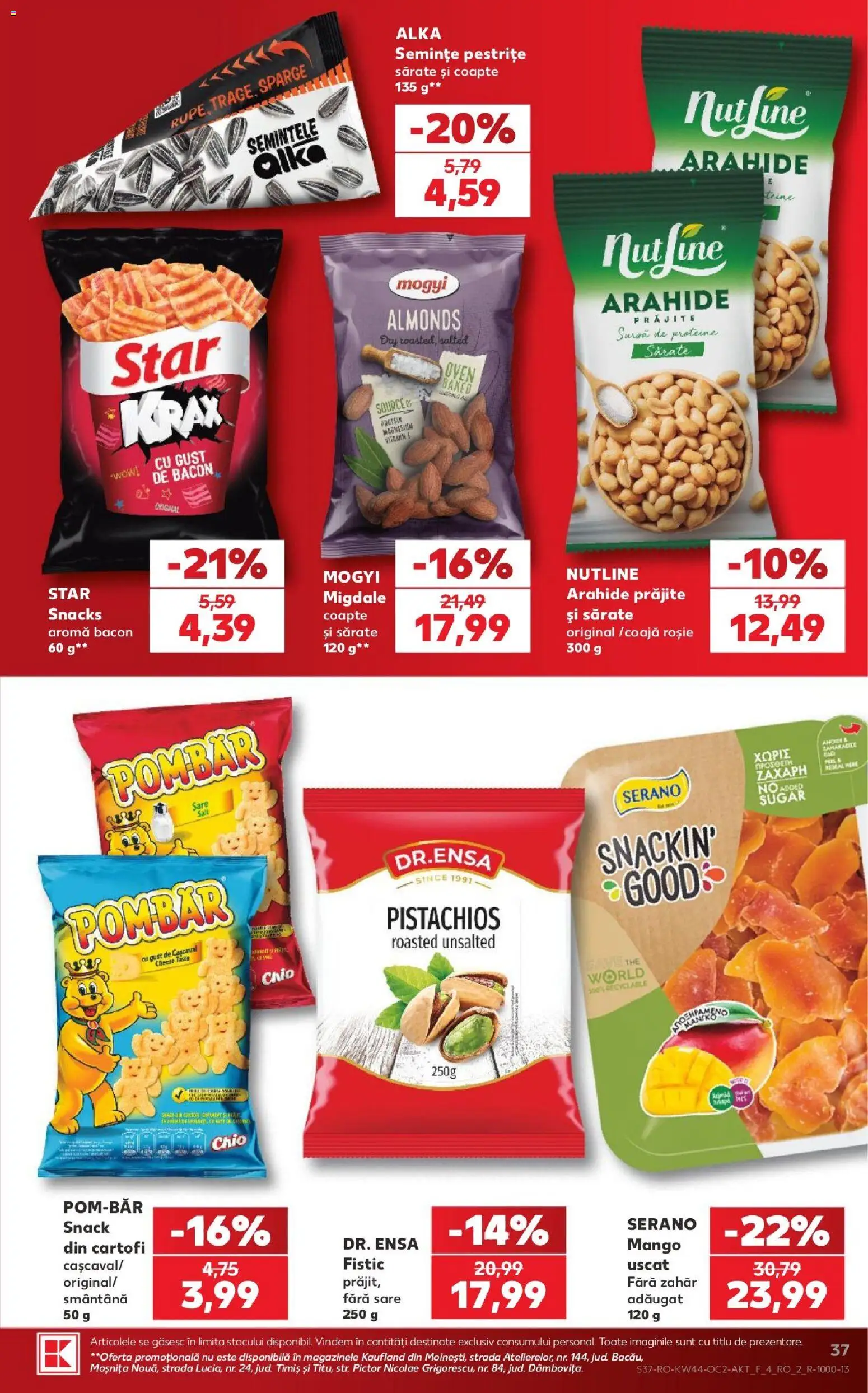 Kaufland RO akciós ujság - amely érvényes a következő dátumtól: 2026.10.28. | Oldal: 37 | Termékek: Chio, Protein, Bacon, Mangó