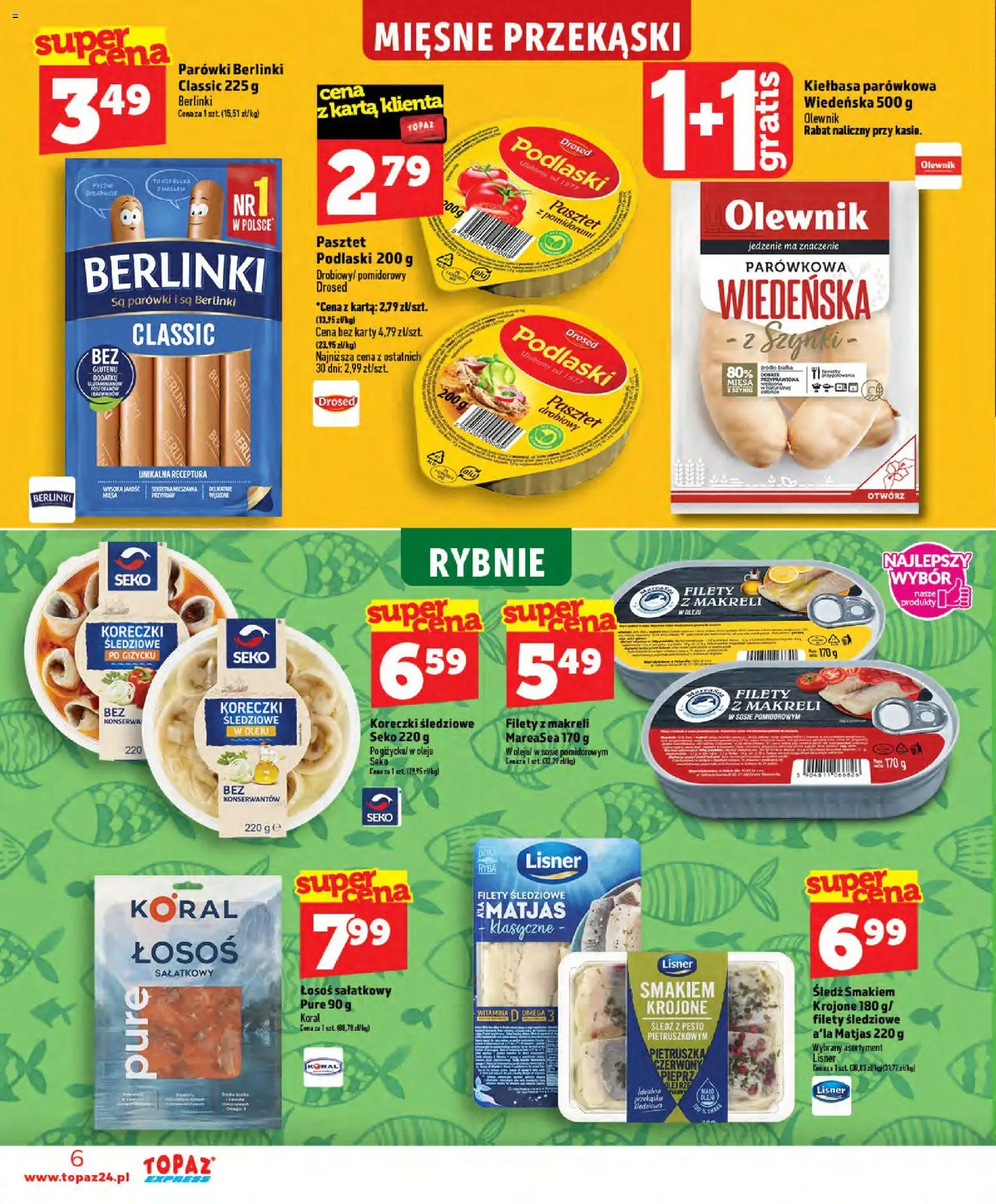 Topaz gazetka - Express od 11.06.2026 | Strona: 6 | Produkty: Kiełbasa, Filety z makreli w sosie pomidorowym, Przyprawy, Pieprz