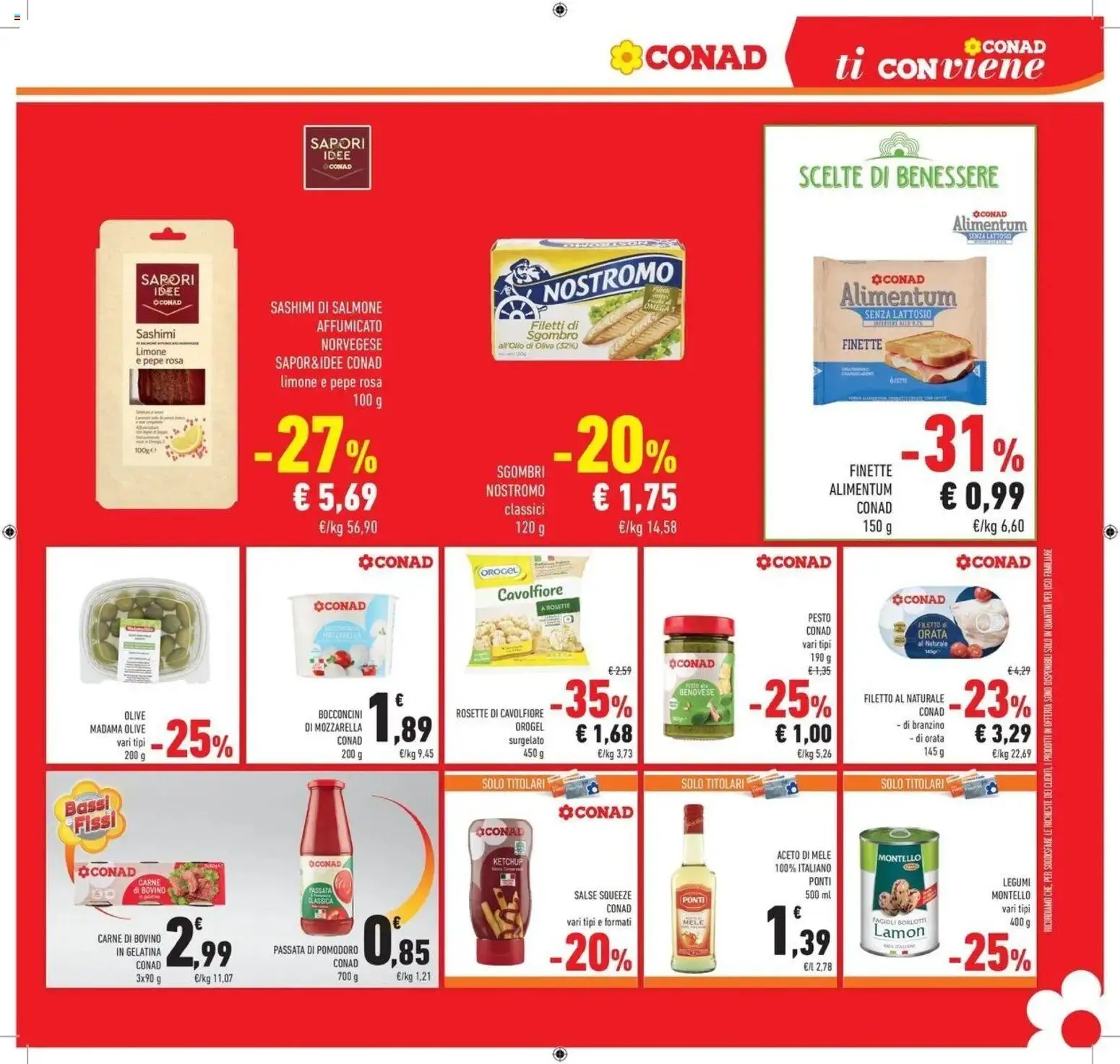 Volantino Conad del 30/06/2026 | Pagina: 31 | Prodotti: Salmone affumicato, Mele, Aceto di mele, Orata