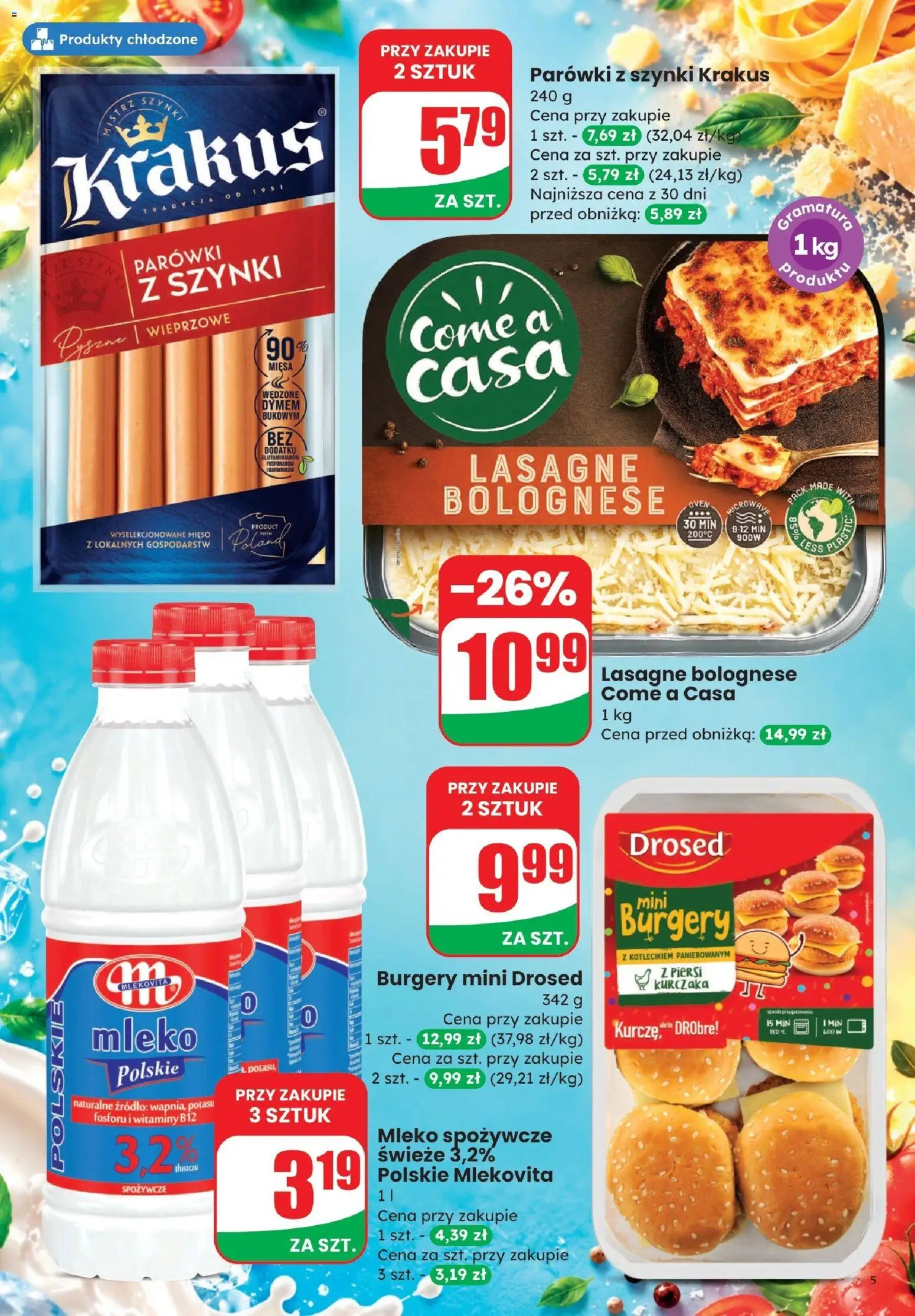 Dino gazetka - Weekendowe Okazje od 09.10.2026 | Strona: 5 | Produkty: Mięso, Parówki, Lasagne, Mleko