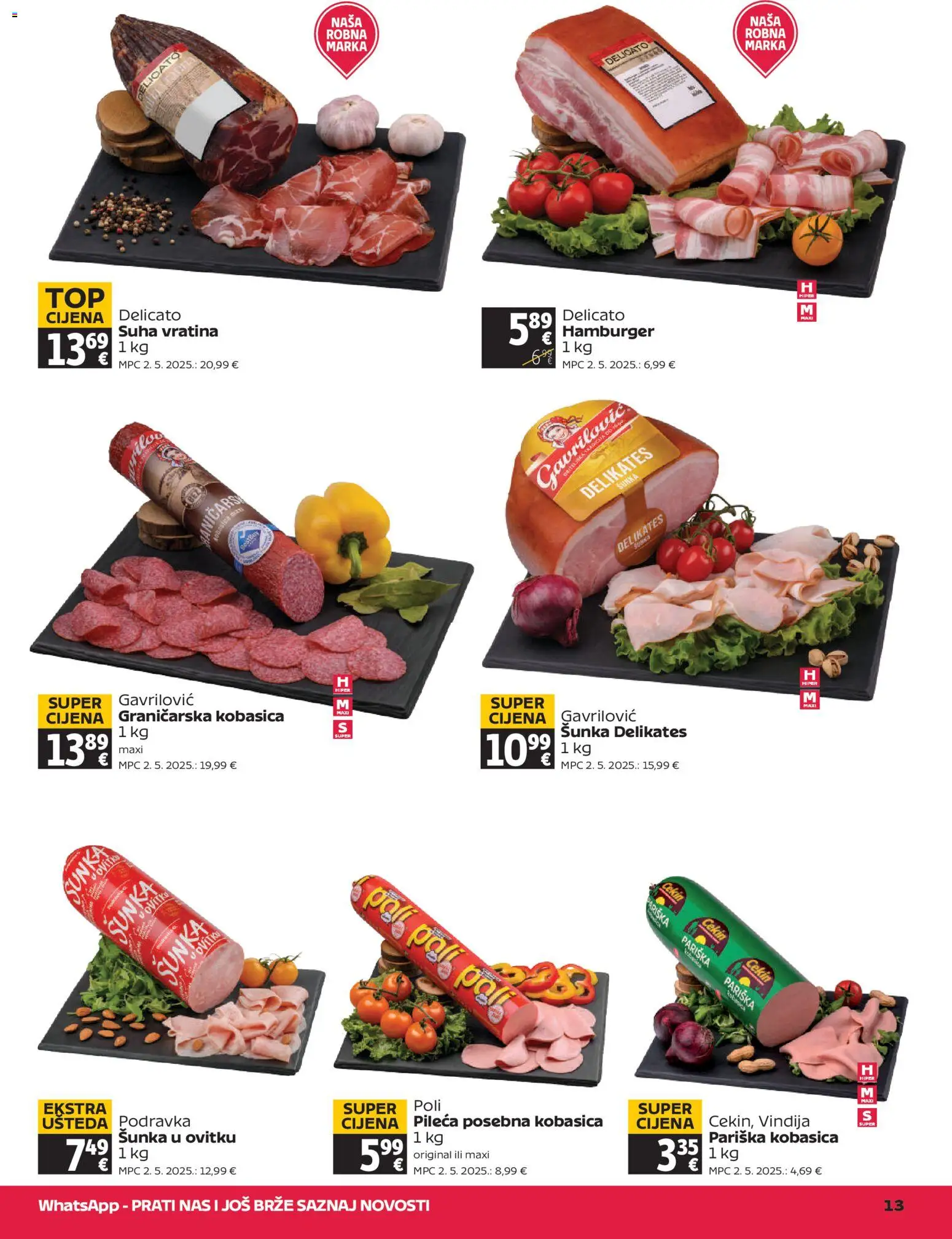 Tommy katalog | vrijedi od 06.08.2026 | Stranica: 13 | Proizvodi: Šunka, Podravka, Kobasica, Hamburger