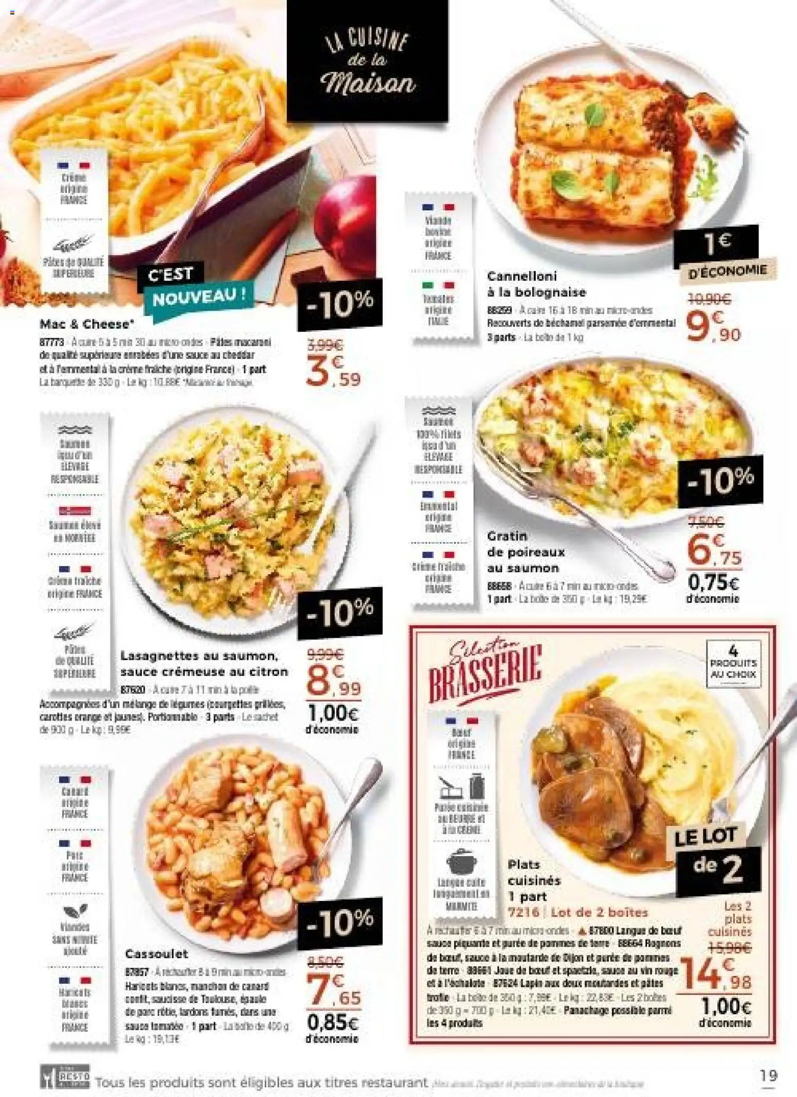 {H1} | Page: 19 | Produits: Plats cuisinés, Vin rouge, Saucisse, Saumon