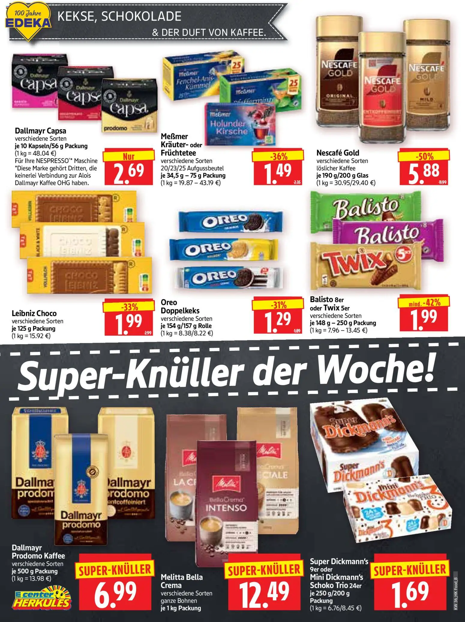 HERKULES Prospekt – gültig ab 31.08.2026 | Seite: 8 | Produkte: Kaffee, Schokolade, Duft, Dallmayr