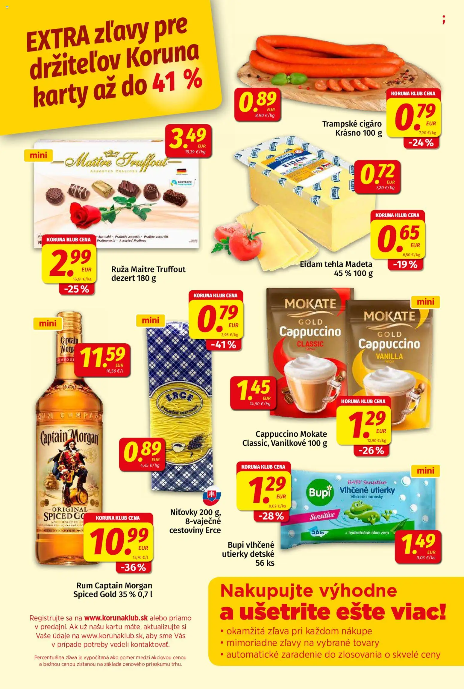 Nové Koruna akcie – leták je platný od 05.06.2026 | Strana: 9 | Produkty: Cestoviny, Eidam, Captain Morgan, Rum