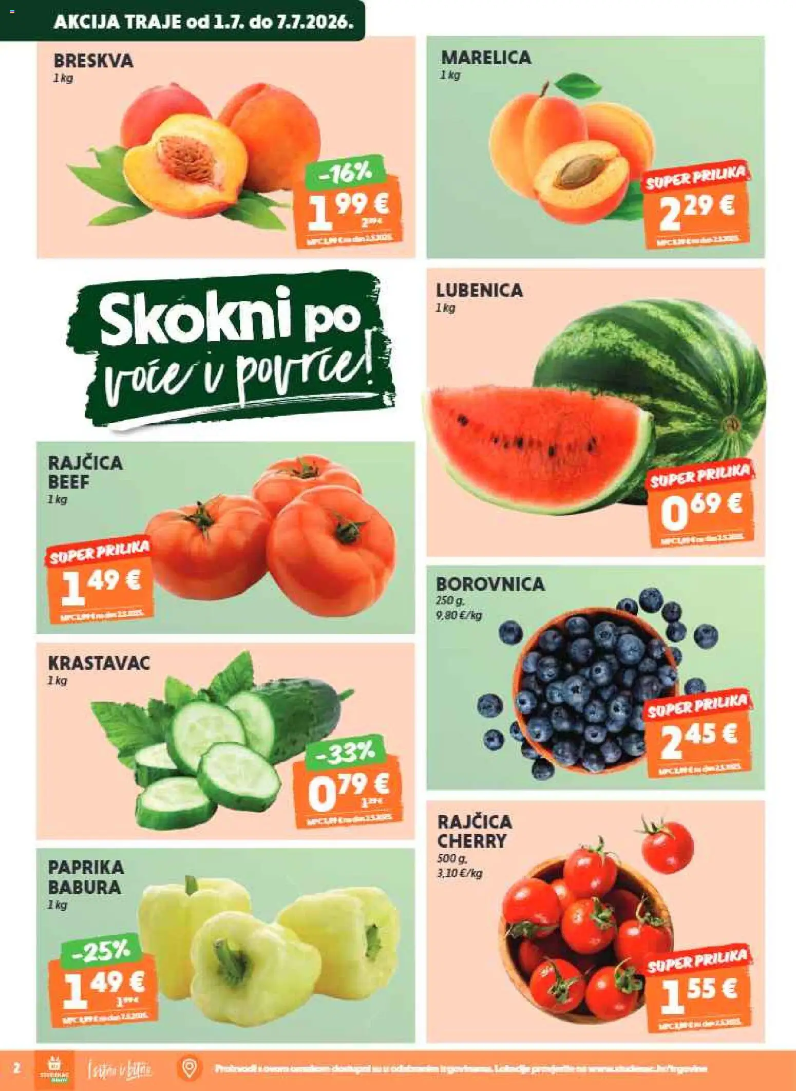 Studenac katalog | vrijedi od 01.07.2026 | Stranica: 2 | Proizvodi: Paprika, Krastavac, Lubenica, Rajčica