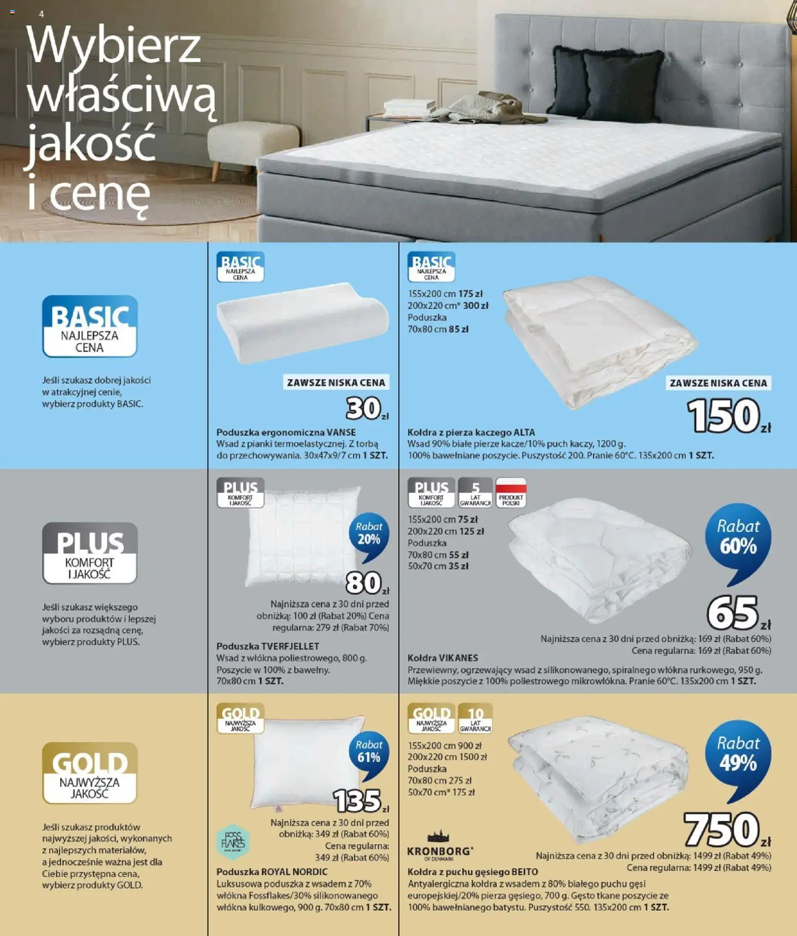 JYSK gazetka od 29.07.2026 | Strona: 4 | Produkty: Poduszka 70x80, Torba, Poduszka, Kołdra