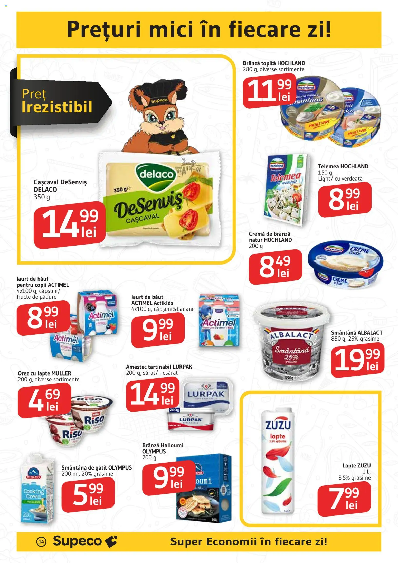 Noul catalog Supeco – valabil de la 20.08.2026 | Pagină: 14 | Produse: Zuzu, Cașcaval, Cremă, Banane