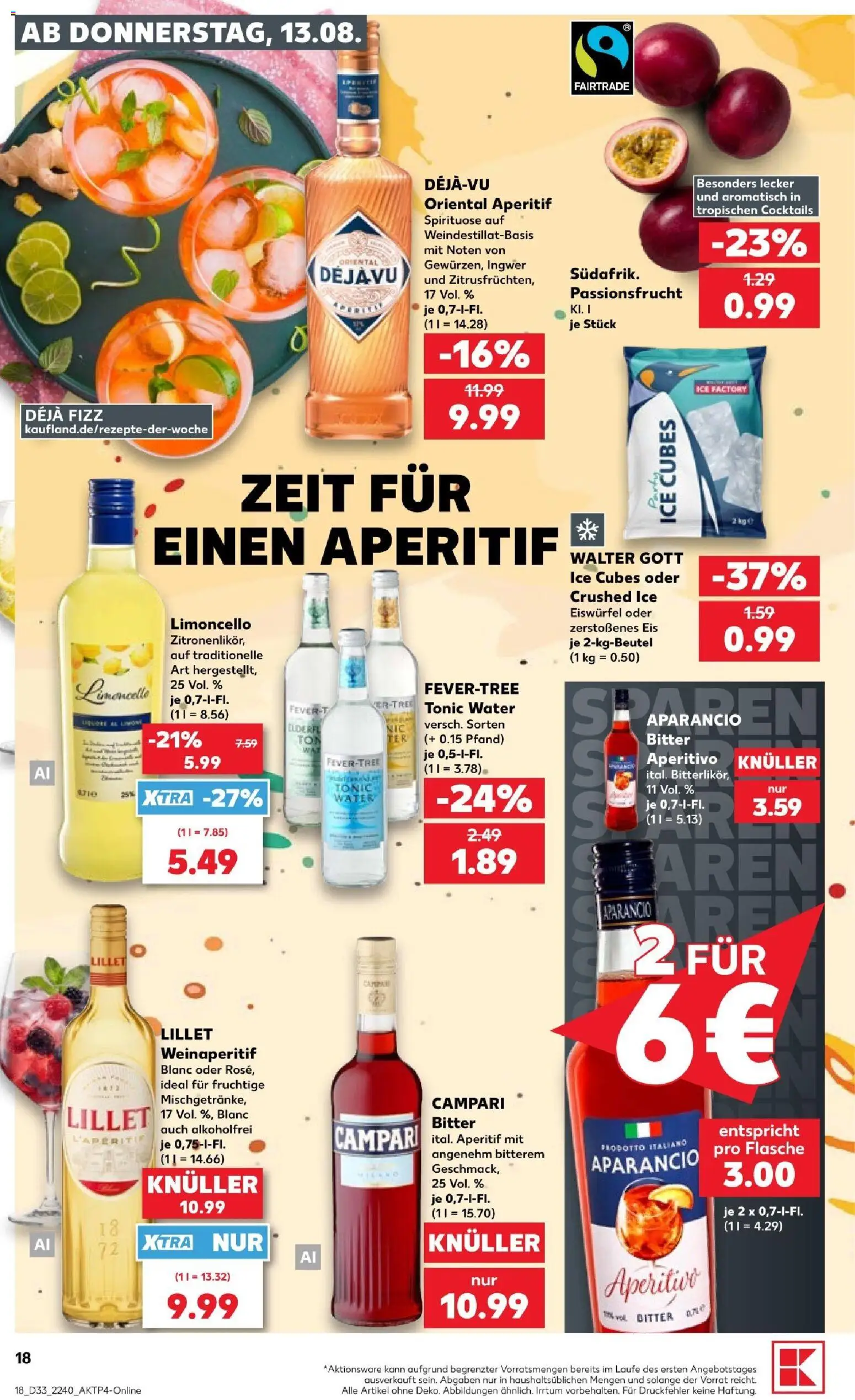 Kaufland Prospekt Speyer – gültig ab 13.08.2026 | Seite: 18 | Produkte: Campari, Lillet, Limoncello, Eis