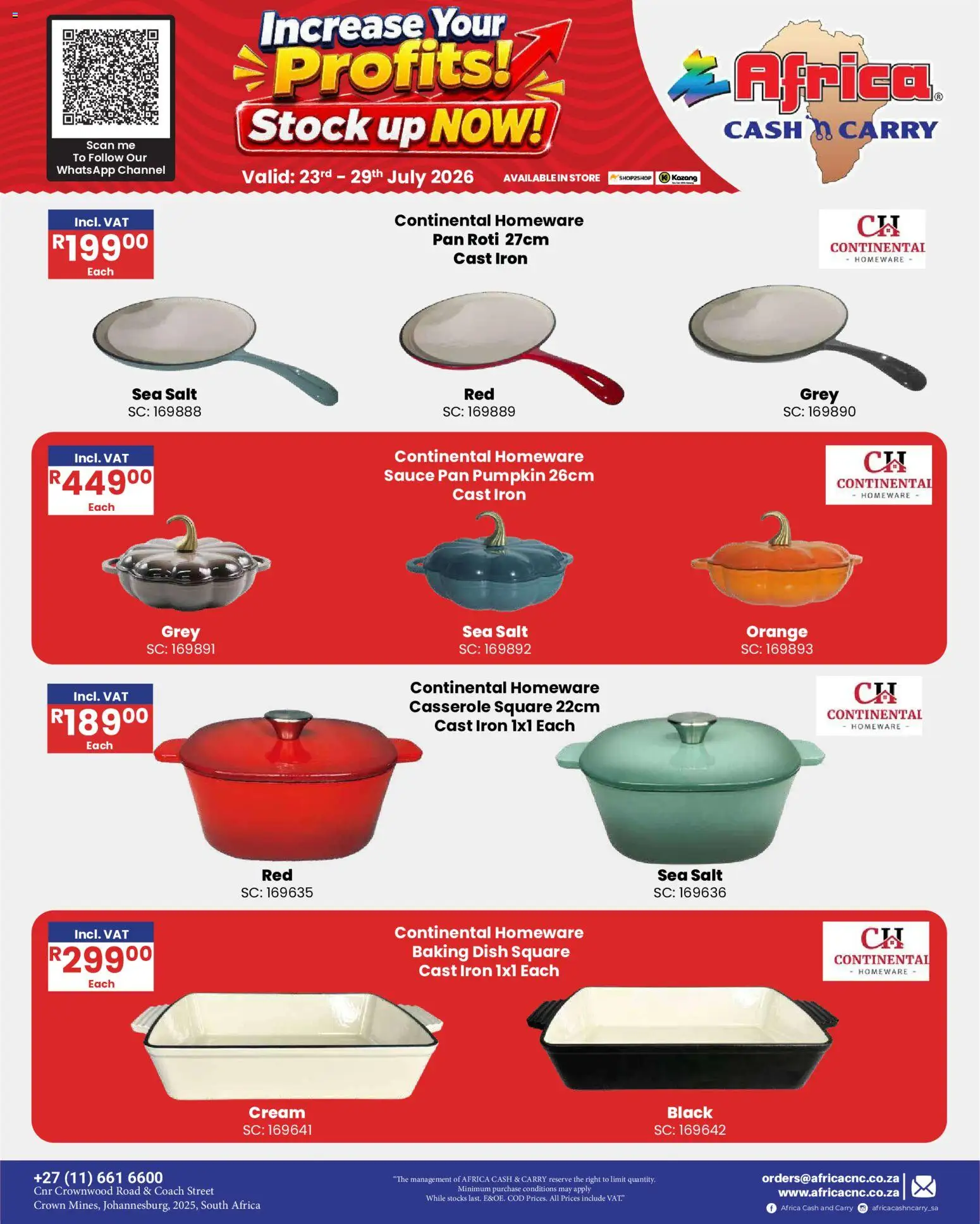New Africa Cash & Carry catalogue – valid from 23/07/2026 | Page: 48 | Products: Cream, Stock, Sauce, Salt