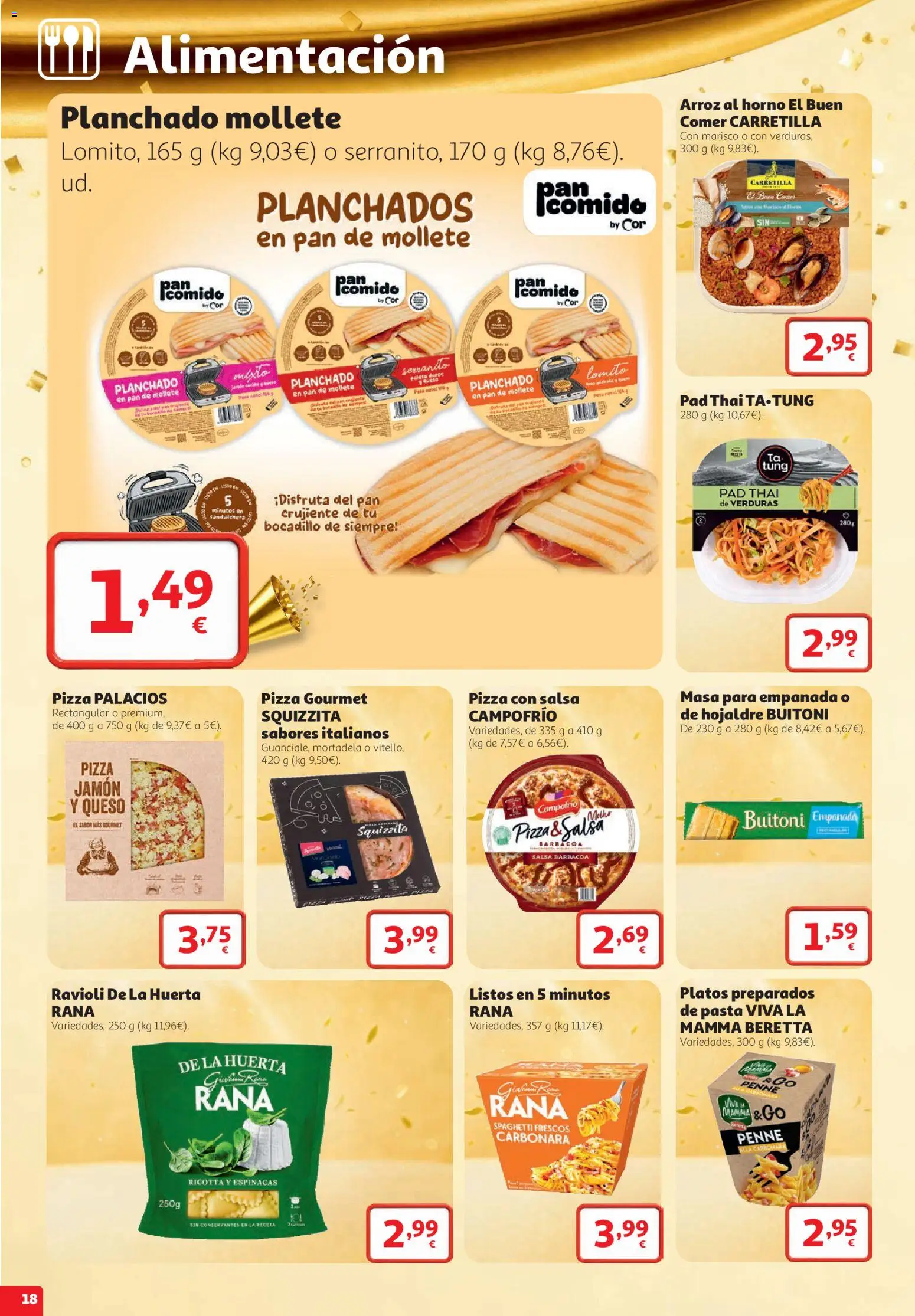 Alcampo folleto Cuenca │ válido desde el 22/10/2026 | Página: 18 | Productos: Jamón, Espinacas, Ricotta, Mortadela