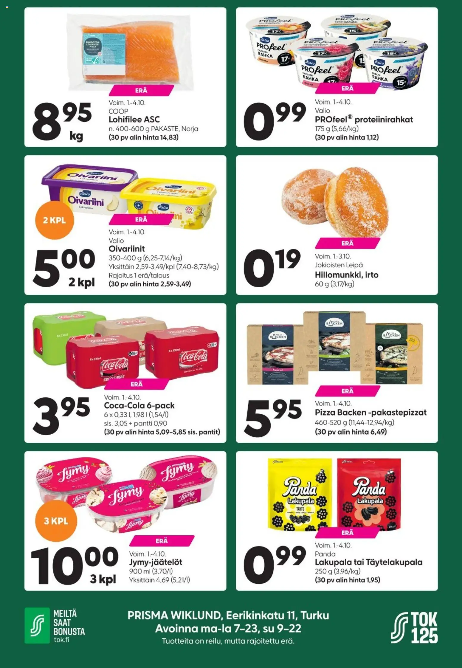 Prisma Wiklund Turun sanomat – voimassa 01/10/2026 alkaen | Sivu: 2 | Tuotteet: Coca cola, Leipä, Pizza