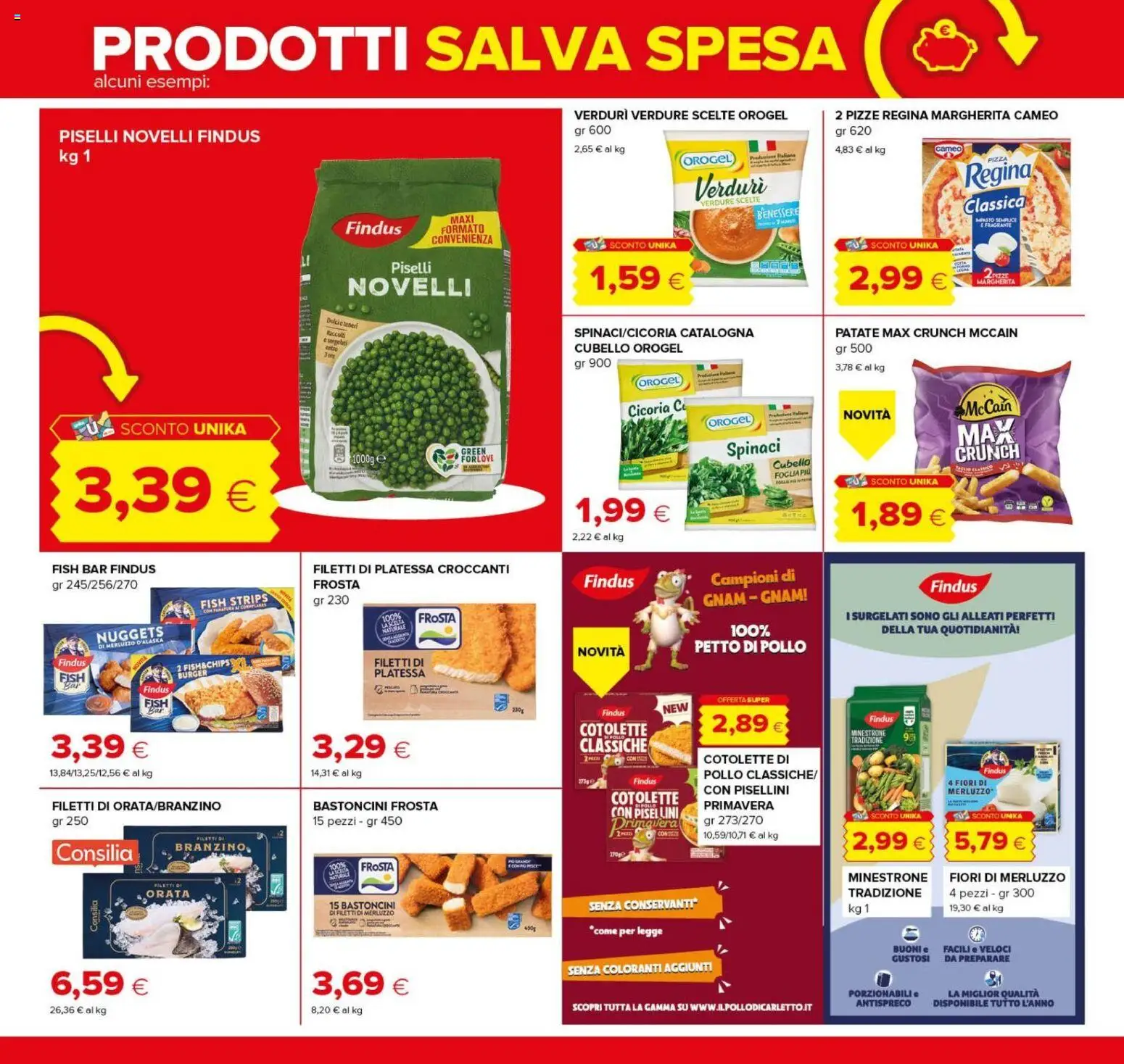 Volantino Oasi del 08/10/2026 | Pagina: 10 | Prodotti: Merluzzo d’Alaska, Merluzzo, Spinaci, Piselli