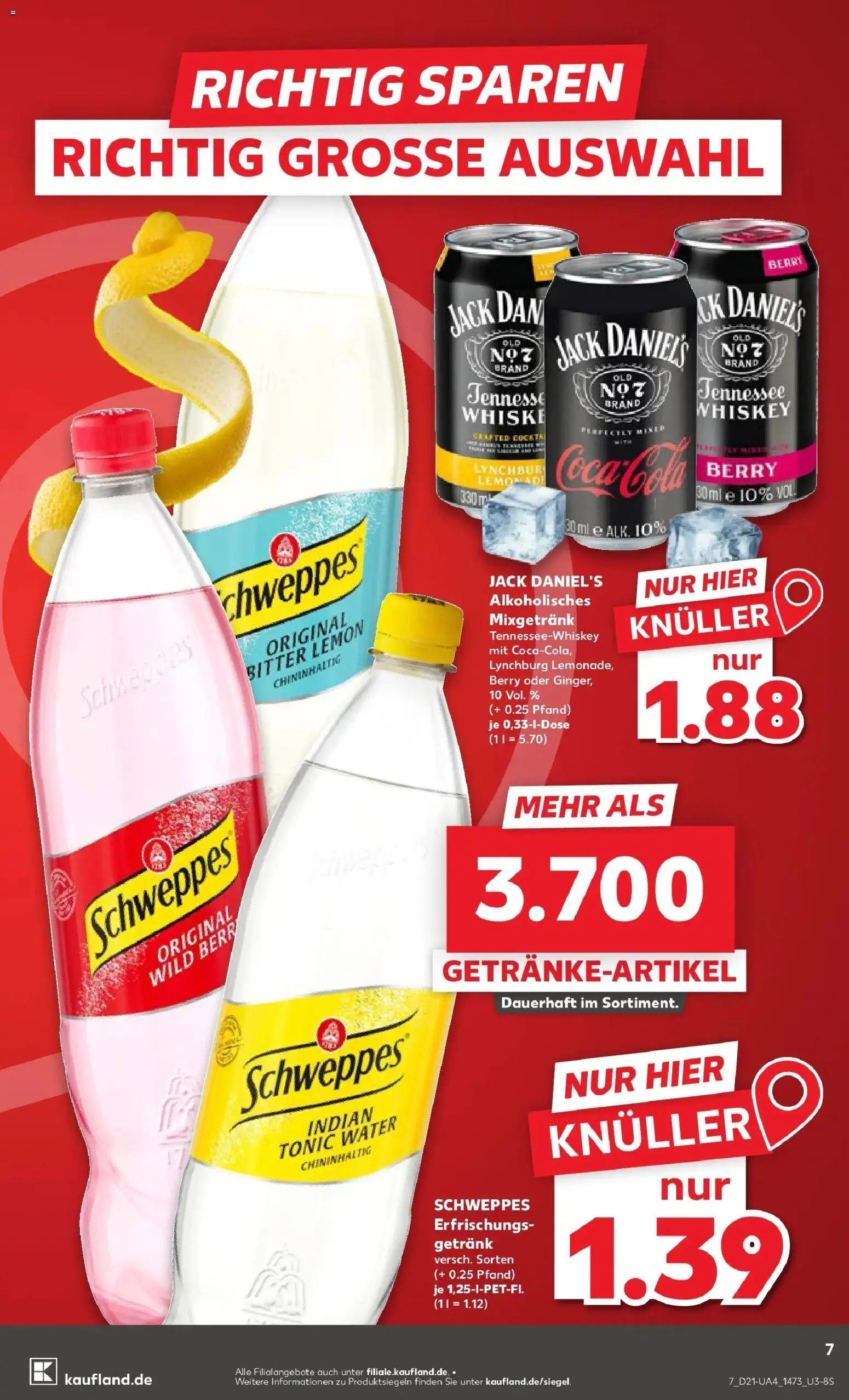 Kaufland Prospekt Herzberg (Elster) – gültig ab 21.05.2026 | Seite: 7 | Produkte: Jack Daniel's, Schweppes, Whiskey