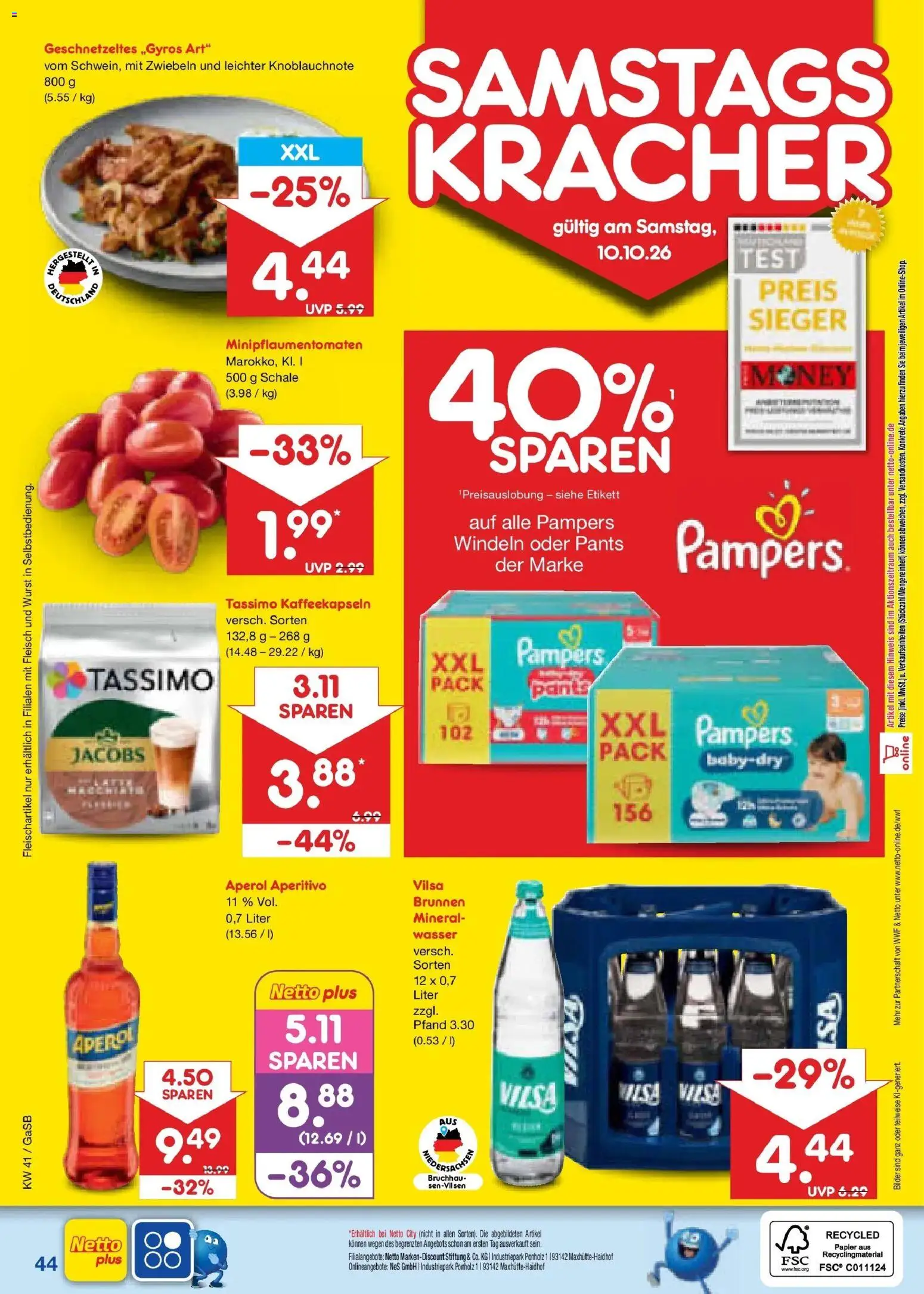 Netto Marken-Discount Prospekt Oldenburg (ab 05.10.2026) » Angebote | Seite: 56 | Produkte: Pampers, Zwiebeln, Wurst, Tassimo