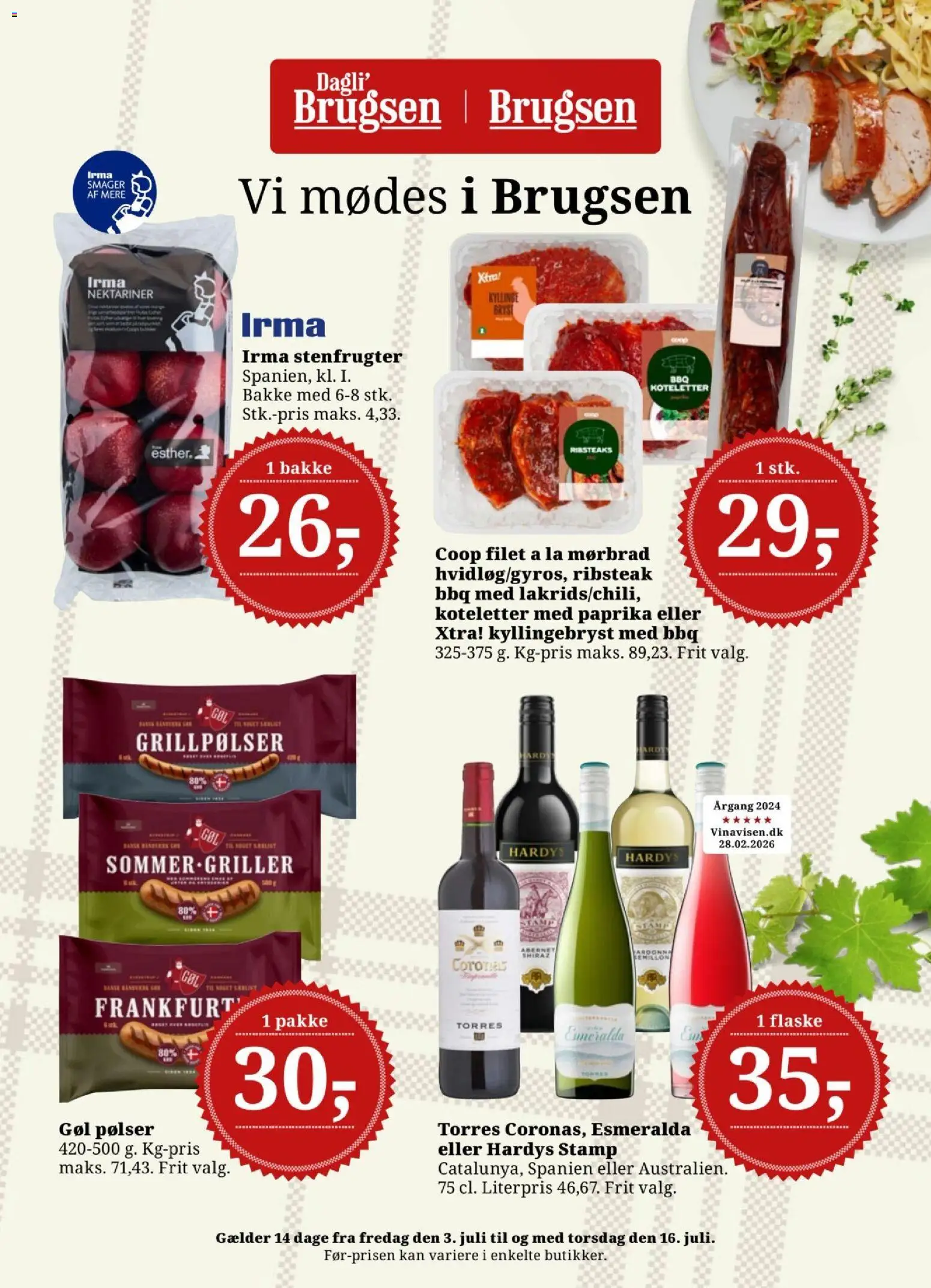Dagli'Brugsen tilbudsavis – gyldig fra 03/07/2026 | Side: 1 | Produkter: Koteletter, Aparelho de barbear, Nektariner, Paprika