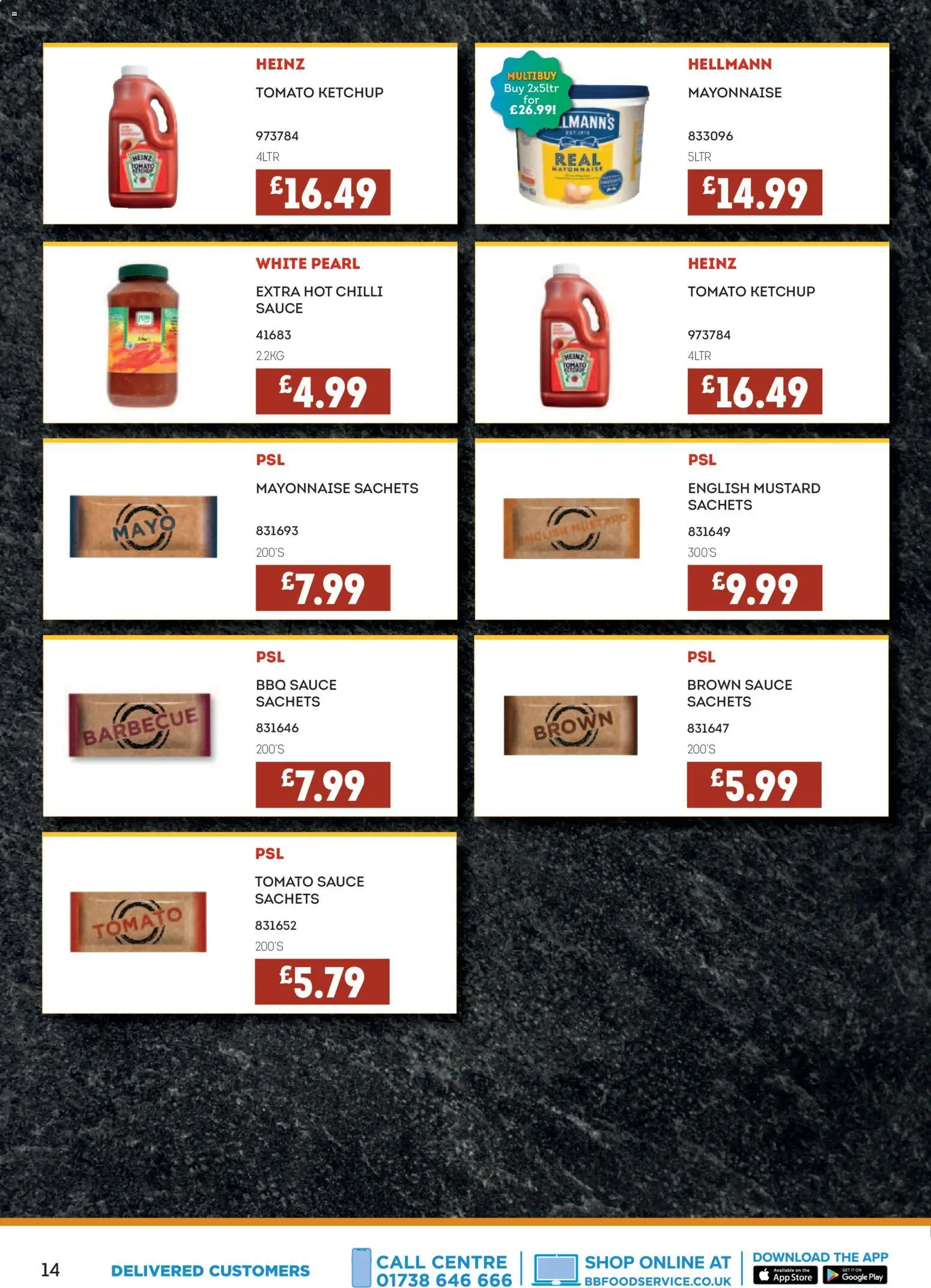 {H1} | Page: 14 | Products: Sauce, Chilli, Ketchup, Mayonnaise